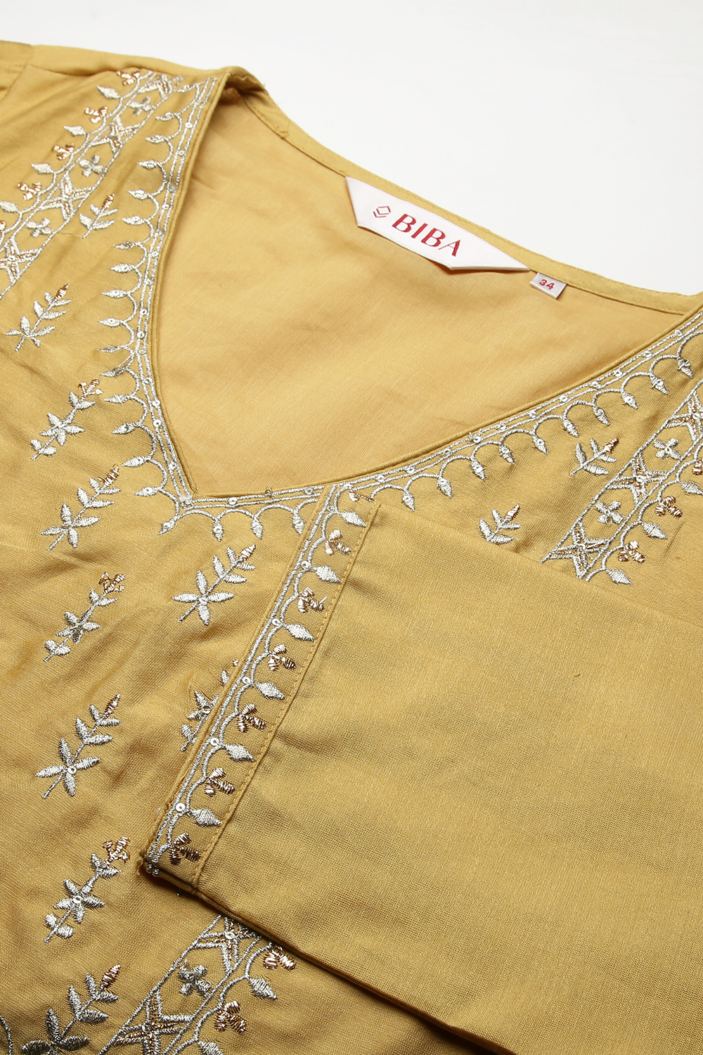 Mustard Cotton Silk Straight Yarndyed Kurta image number 1