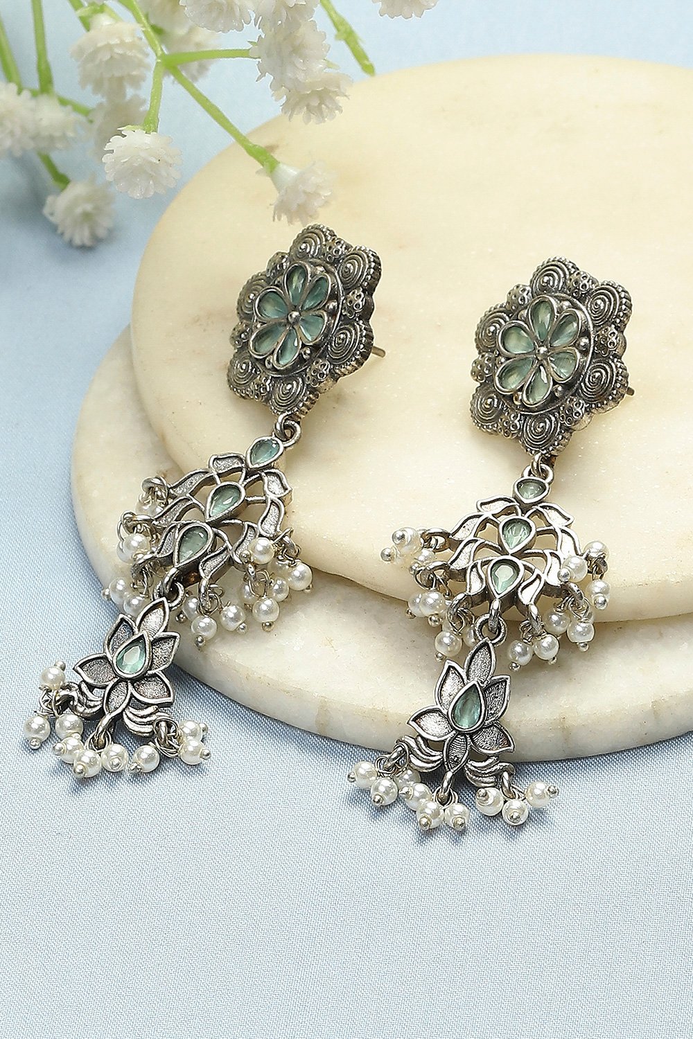Mint Green Brass Drop & Danglers image number 0