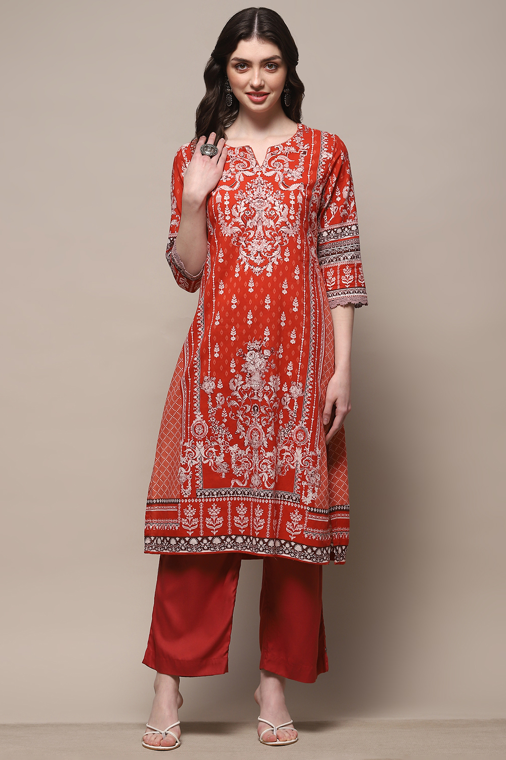 Pink Cotton Straight Kurta image number 0