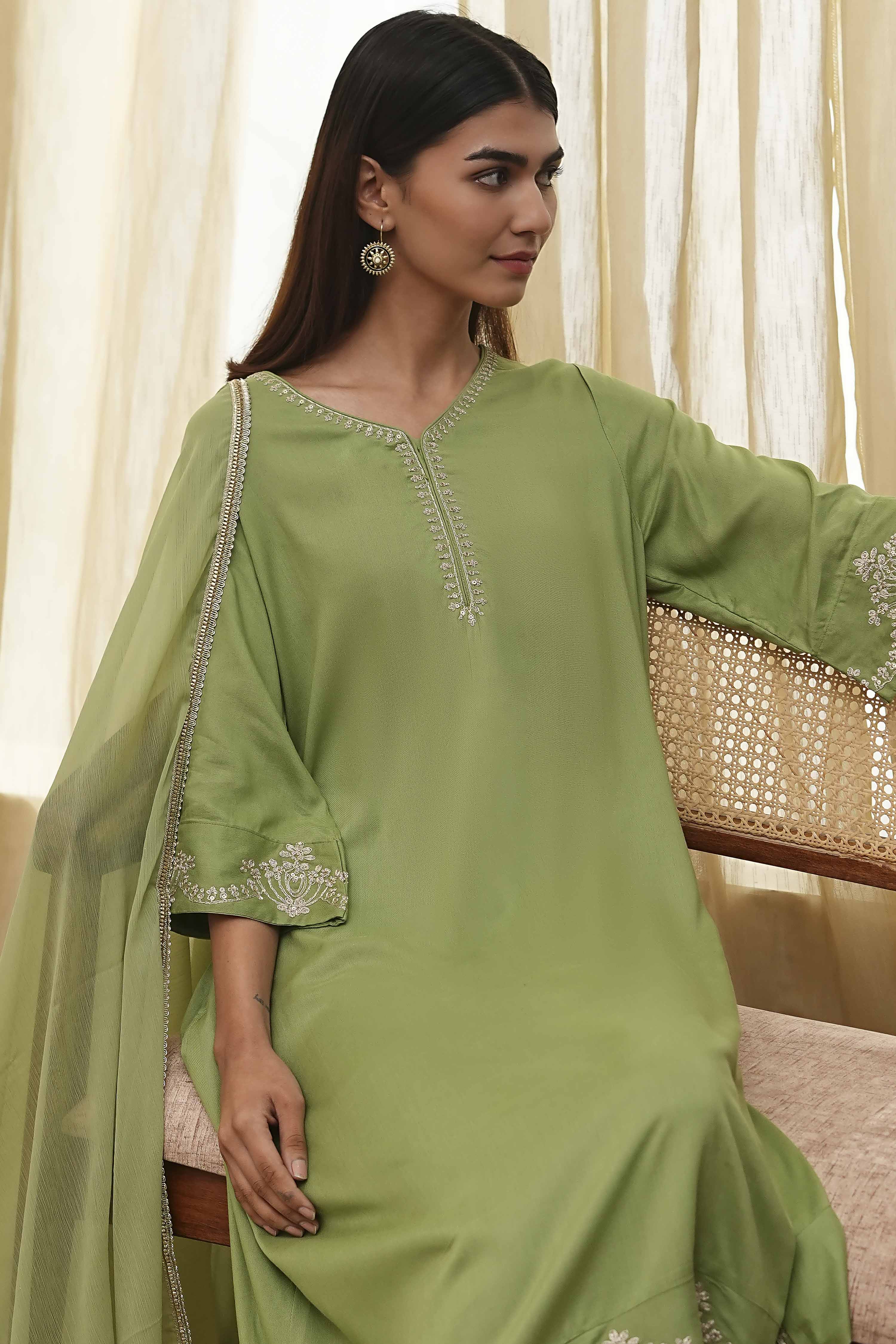 Dull Blue Solid A-Line Suit Set image number 1