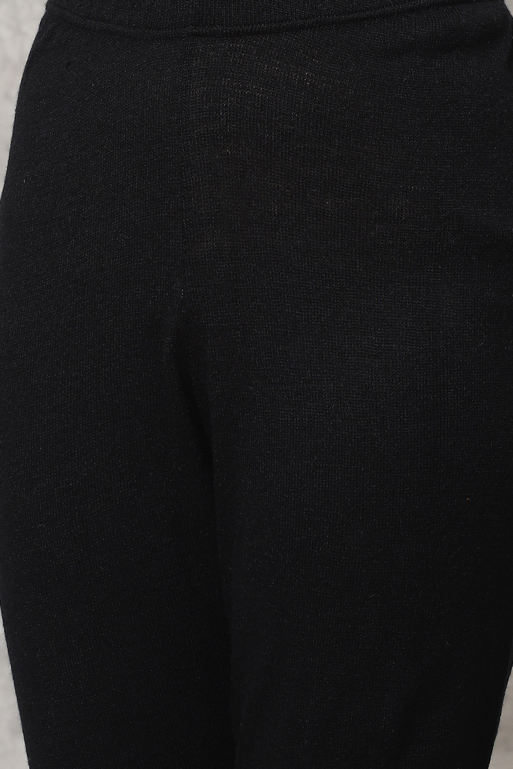 Black Straight Wool Acrylic Leggings