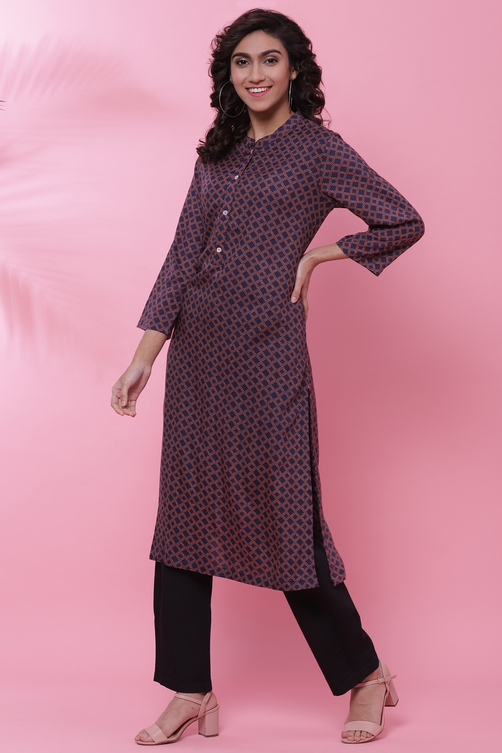 Blue Rayon A-Line Kurta image number 2