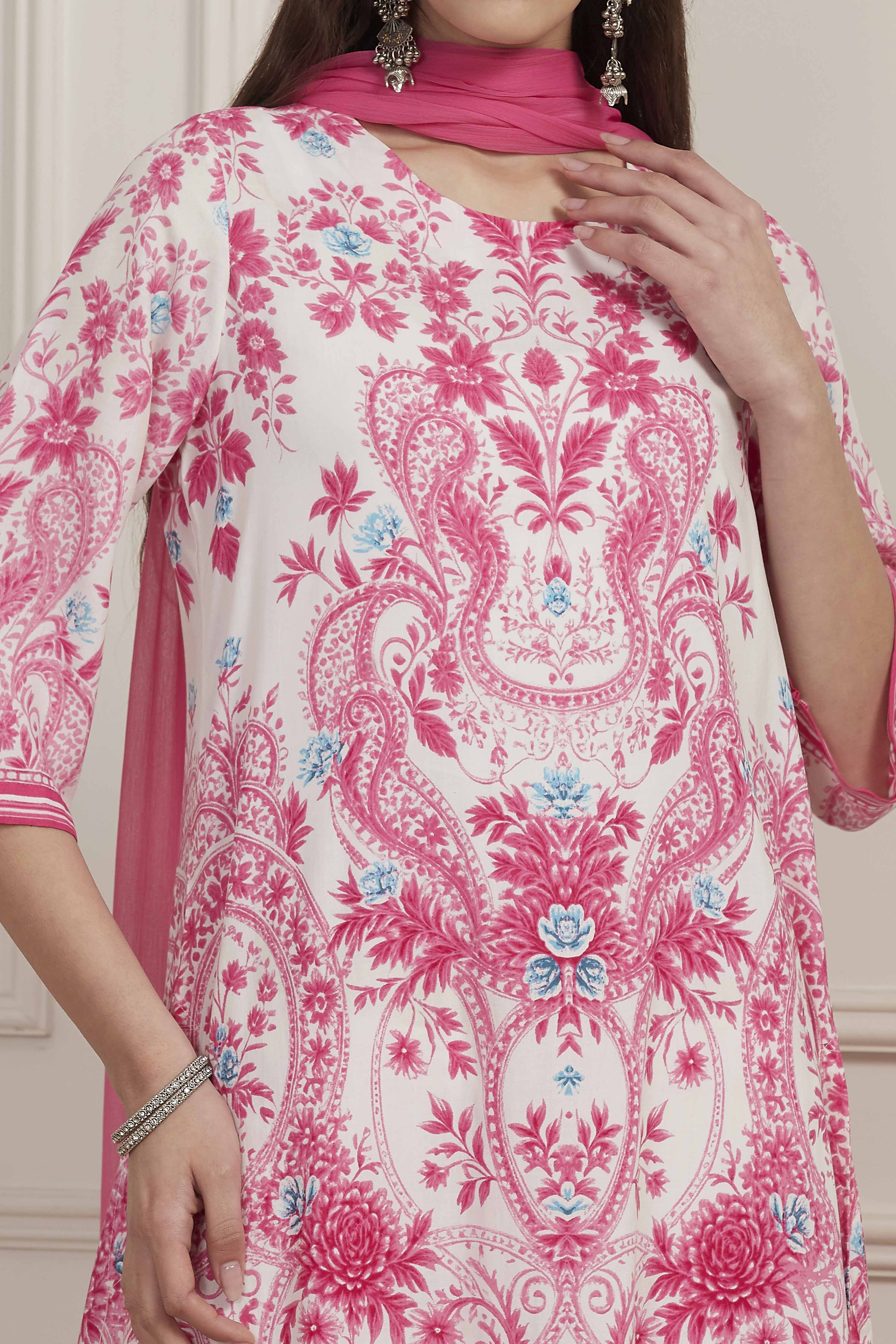 Blue Viscose Rayon Straight Suit Set image number 1