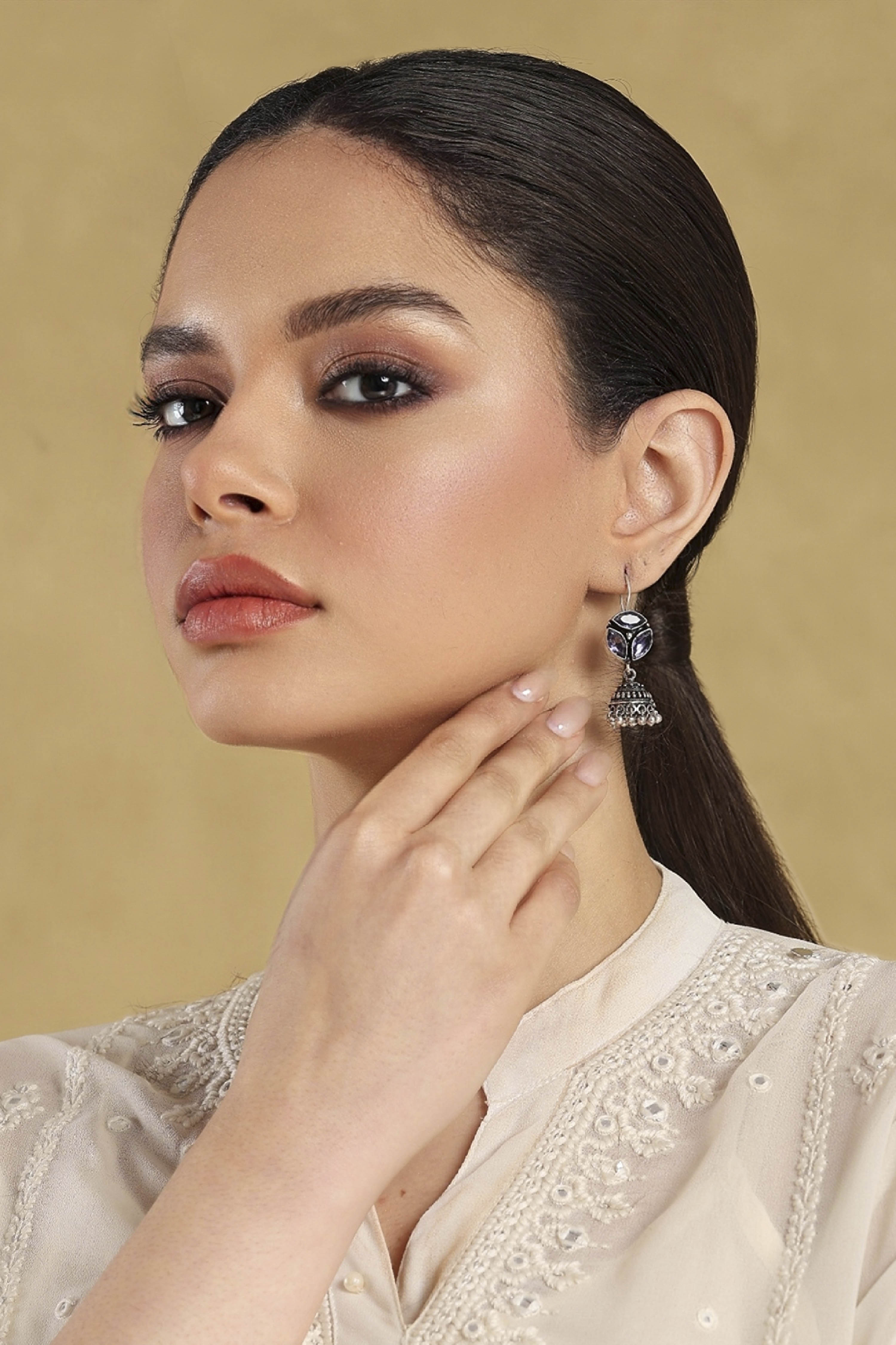 Purple Brass Jhumka image number 3