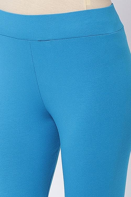 Deep Turquoise Cotton Lycra Leggings image number 1