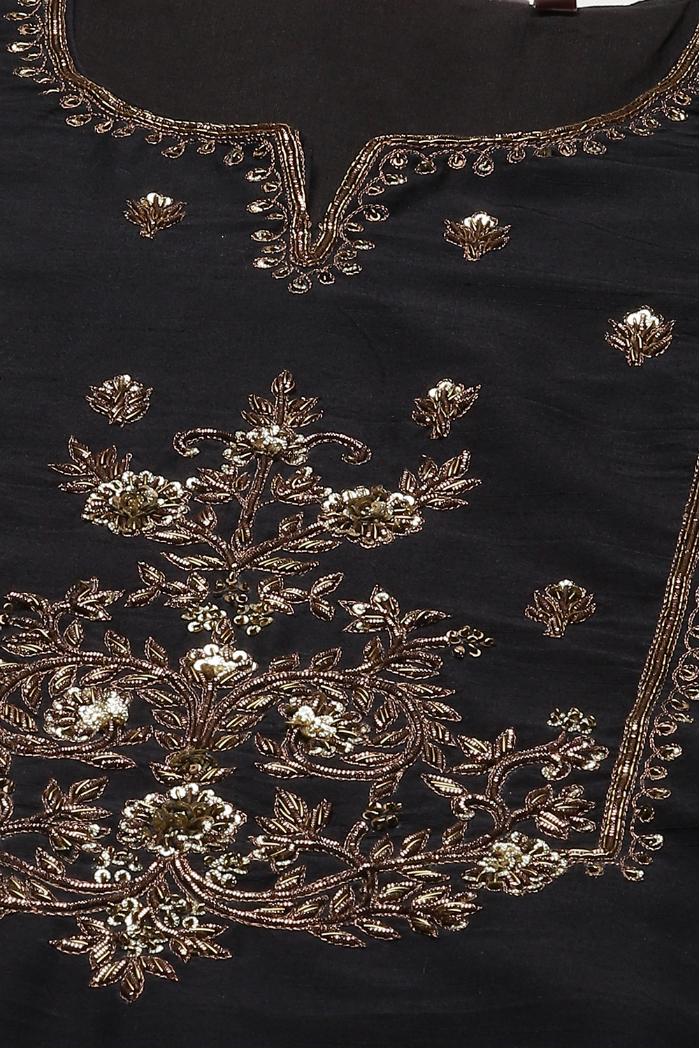 Black Poly Viscose A-Line Kurta Slim Pant Suit Set image number 1