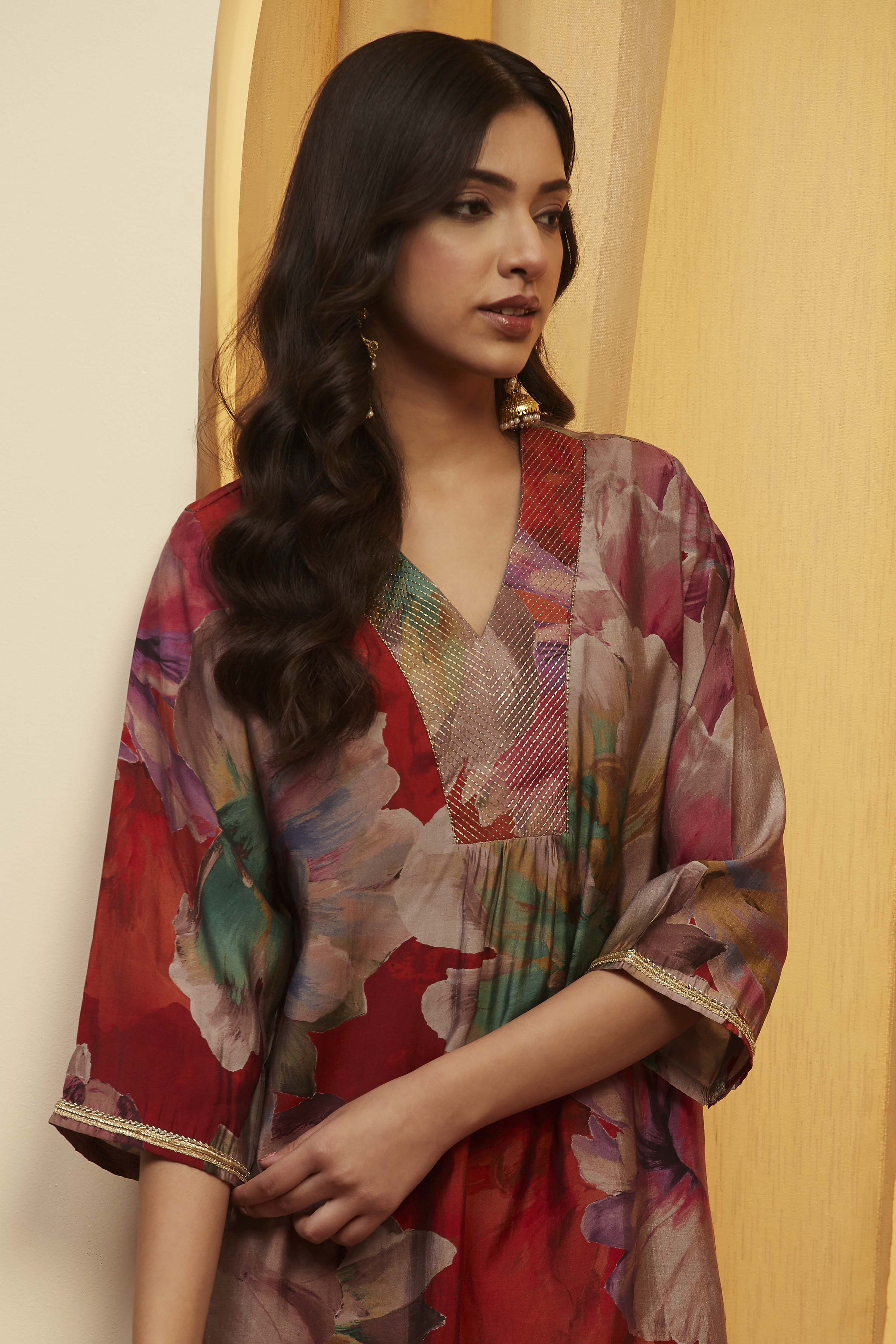 Rust Poly Viscose Straight Kurta image number 1