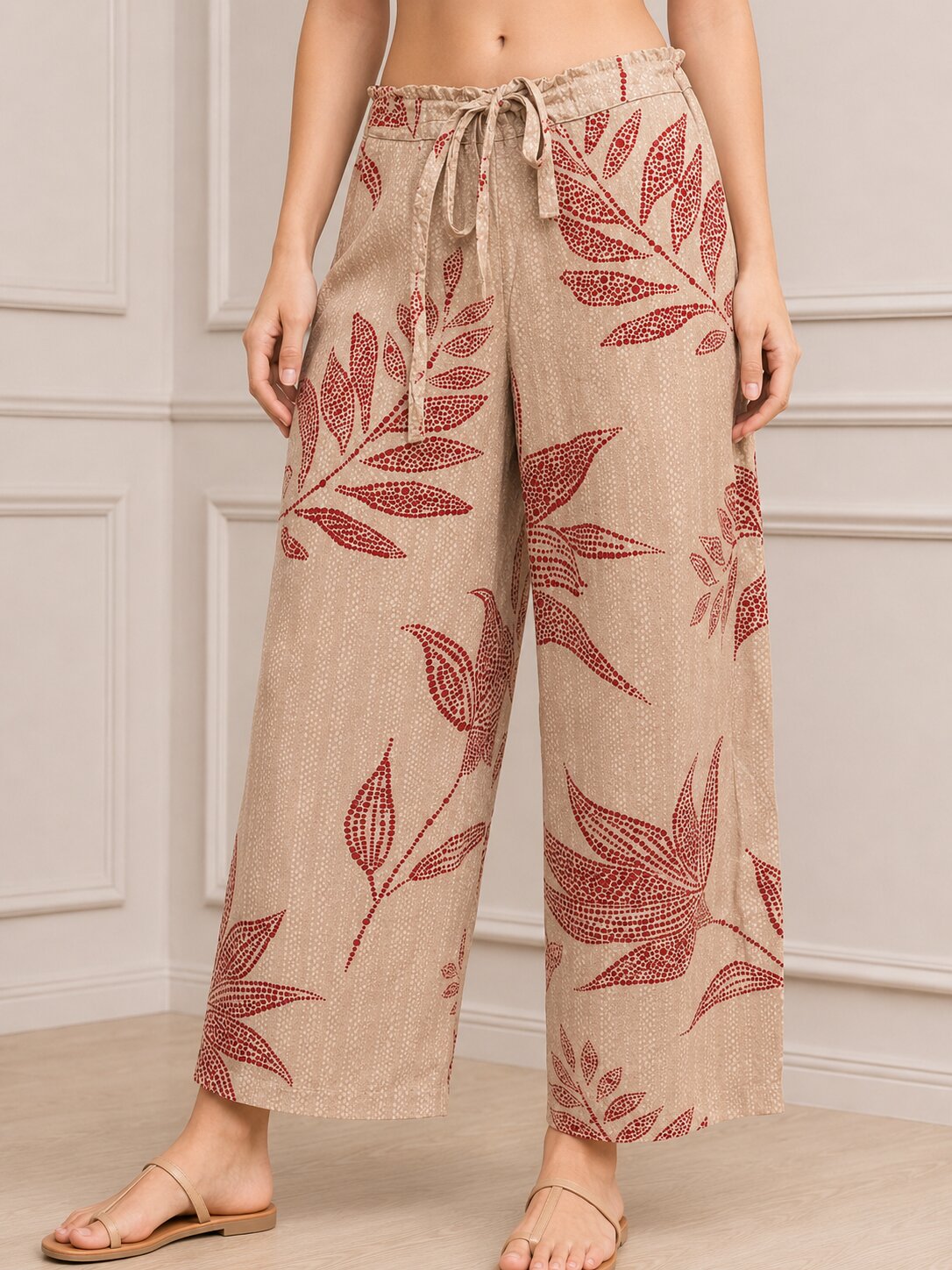 Red Viscose Rayon Printed Straight Suit Set image number 2