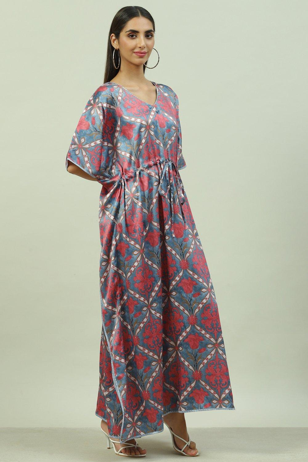 Grey Poly Viscose Printed Nightwear image number 3