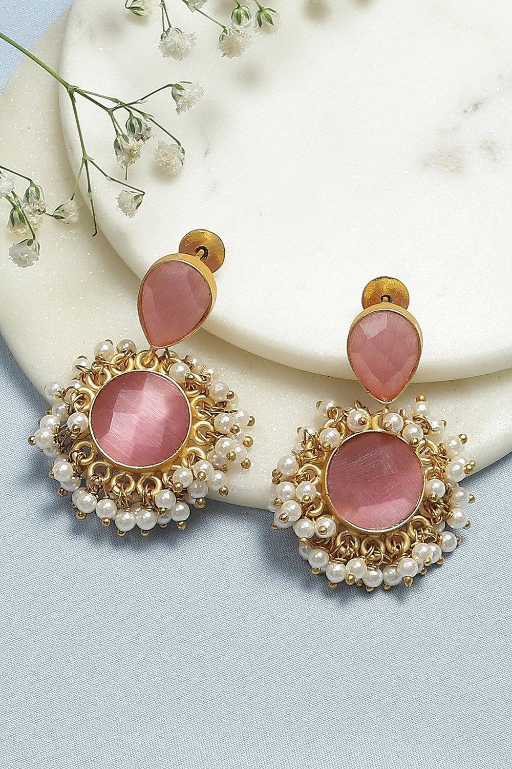 Pink Brass Earrings image number 0