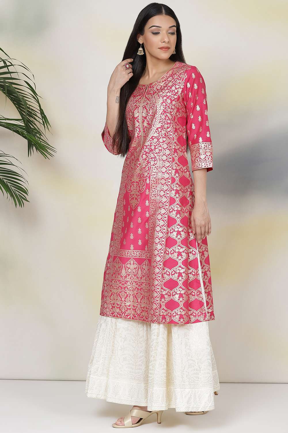 Teal Silk Straight Kurta image number 2