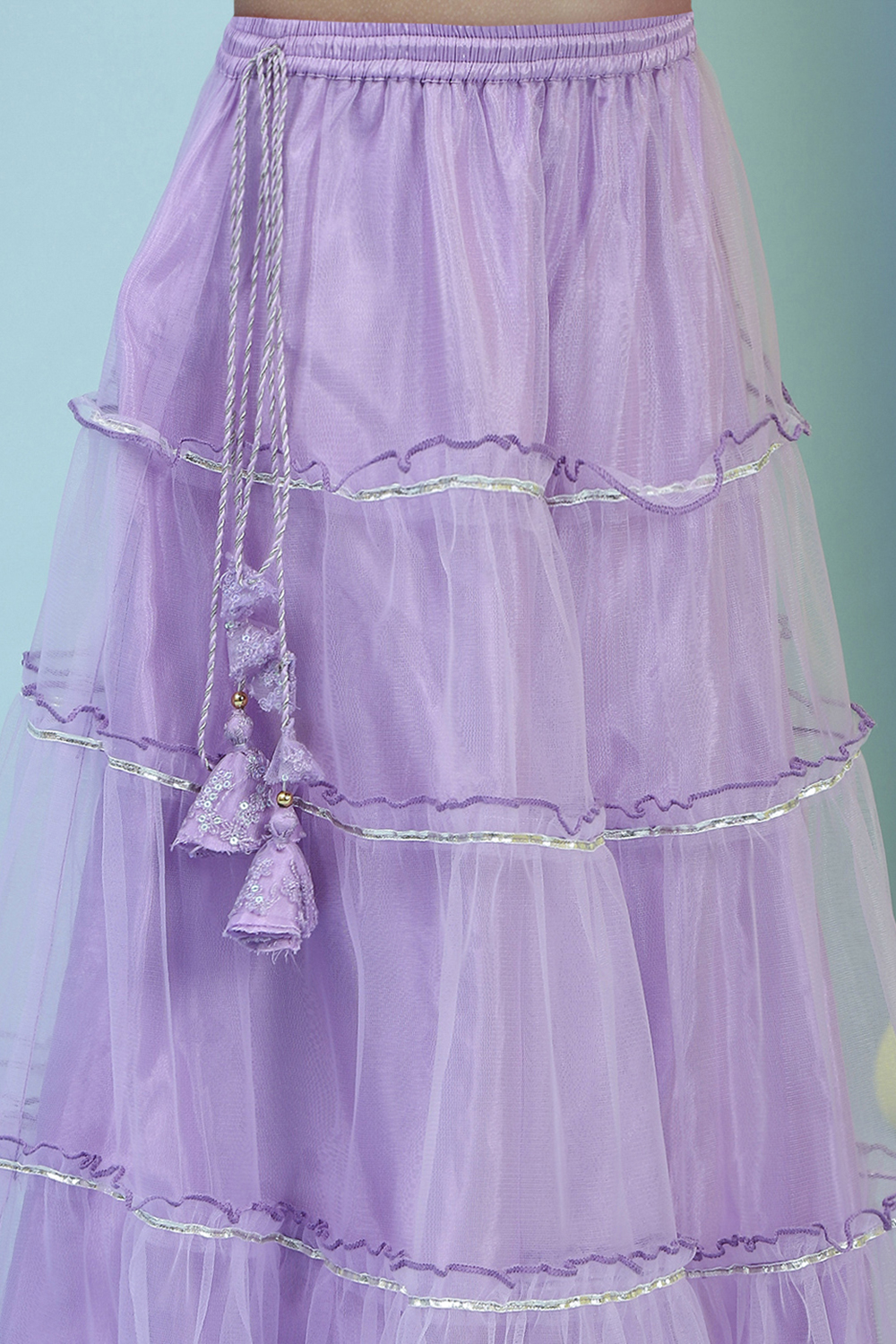 Lilac Net Lehenga Set image number 2