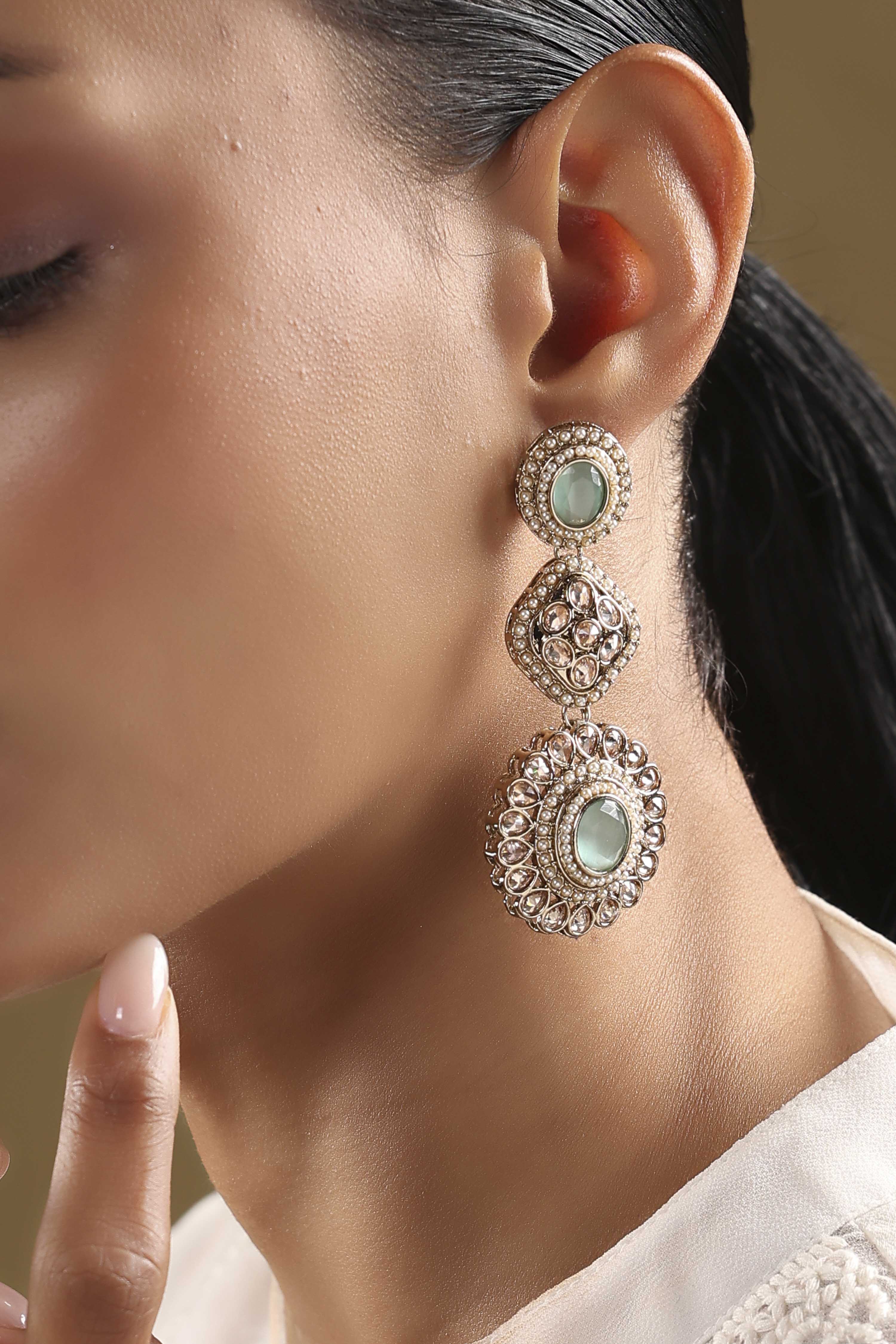 Mint Green Alloy Drop & Danglers image number 1