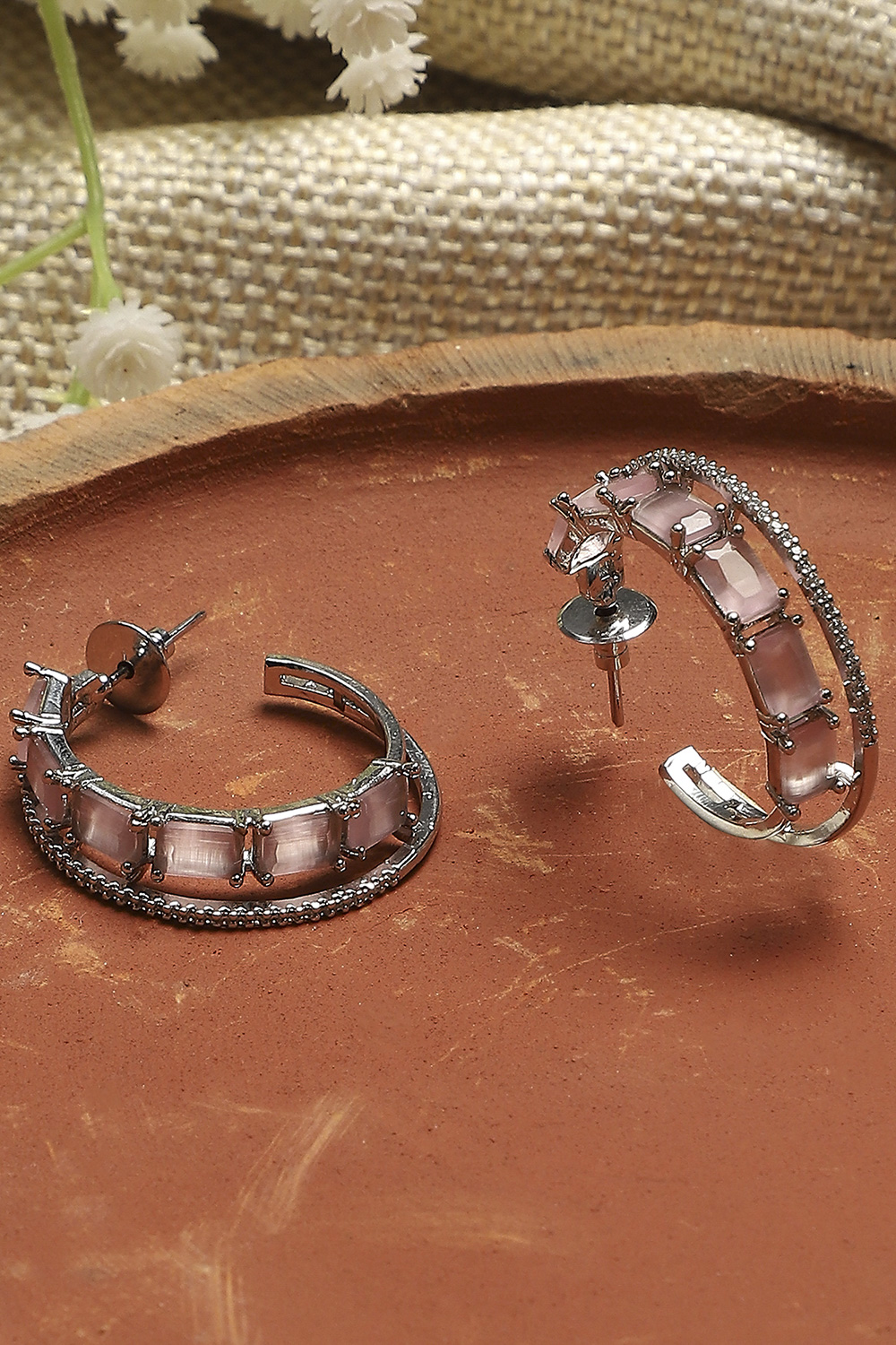 Light Pink Stone Earrings image number 0