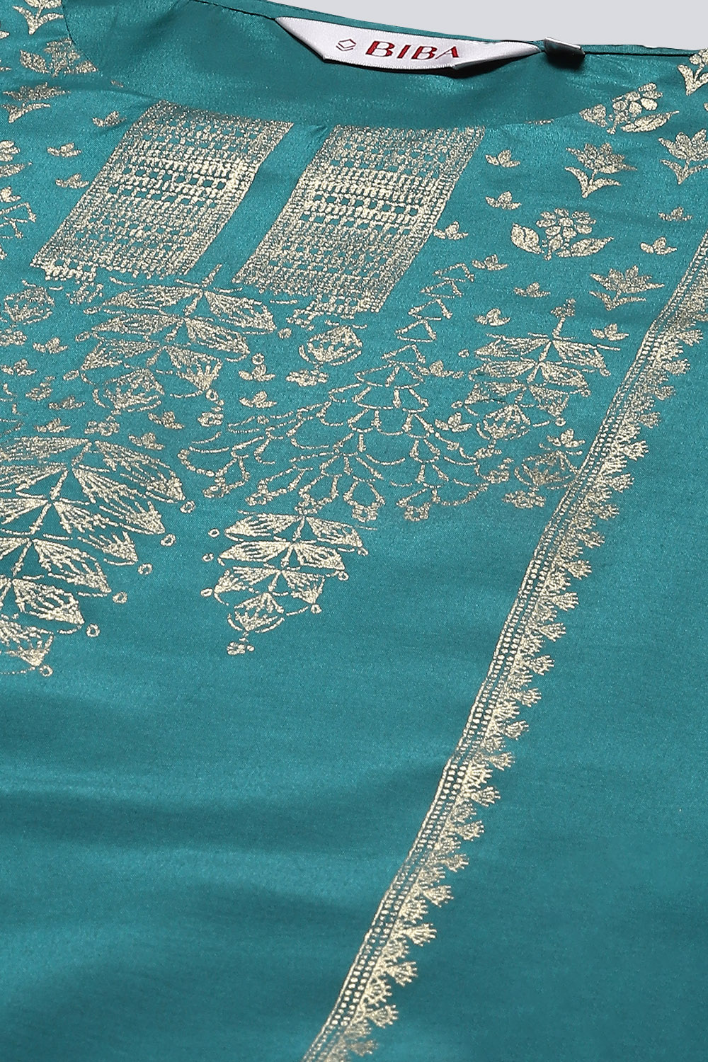 Teal Viscose Straight Kurta Regular Pants Suit Set image number 1