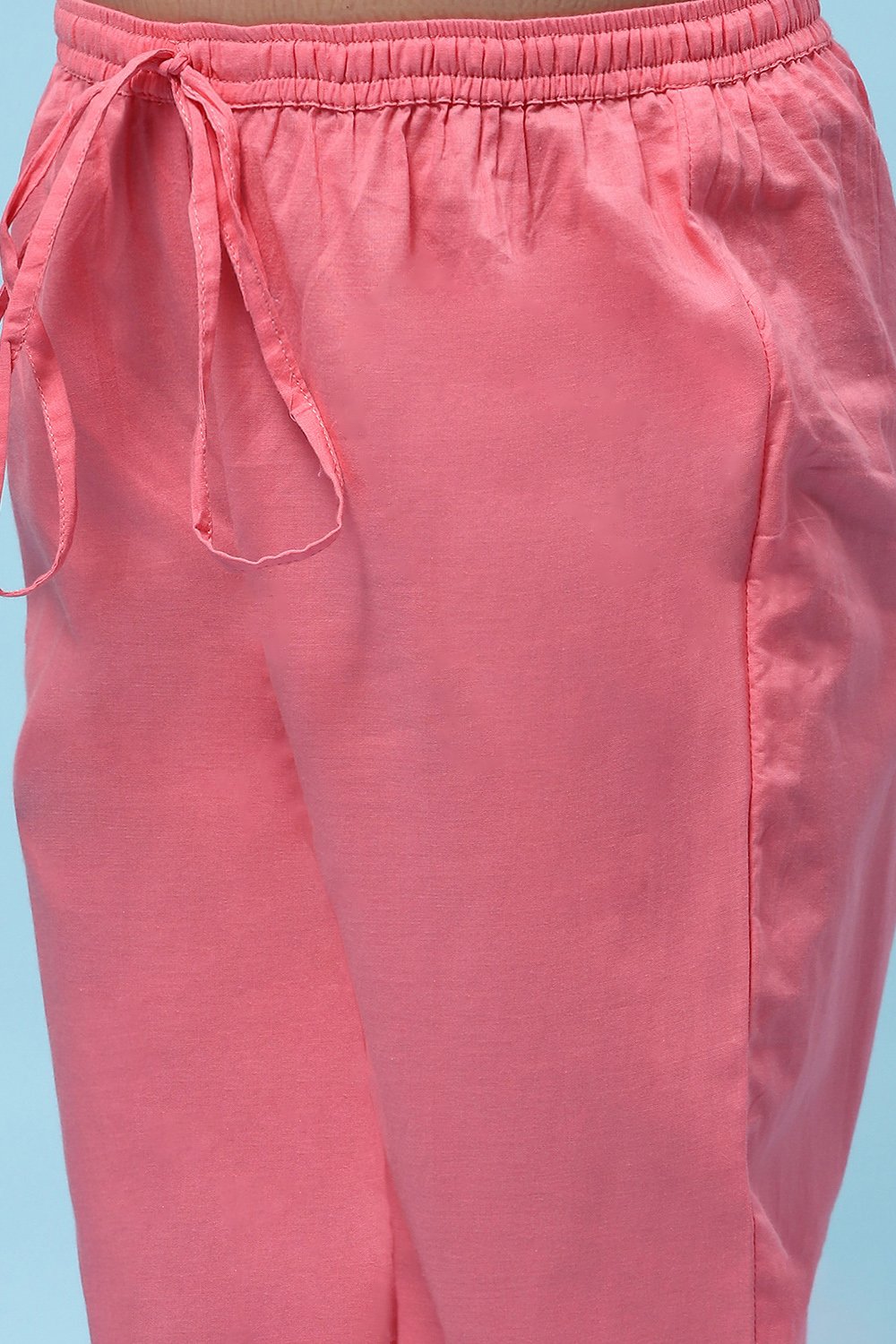 Pink Cotton Floral Printed Gathered Tiered Suit Set image number 2