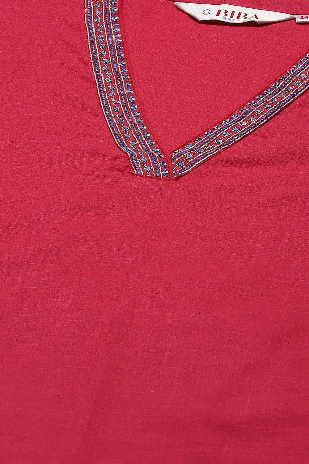 Blue Cotton Straight Kurta Pant Suit Set image number 1