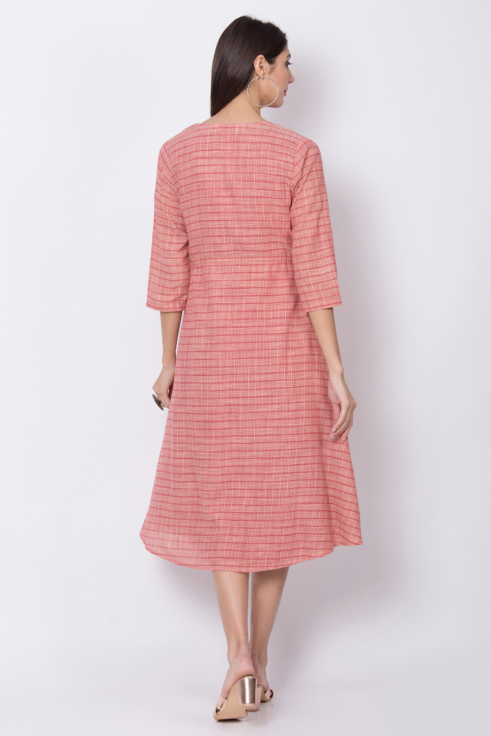 Red Viscose Cotton A Line Dress image number 5