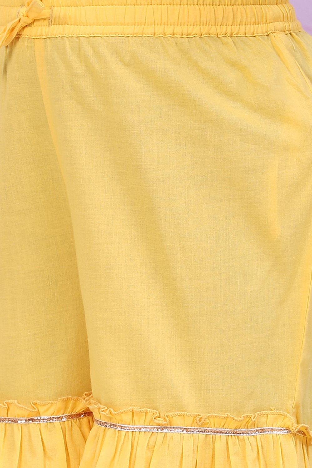 Yellow Cotton A-Line Printed Kurta Set image number 2