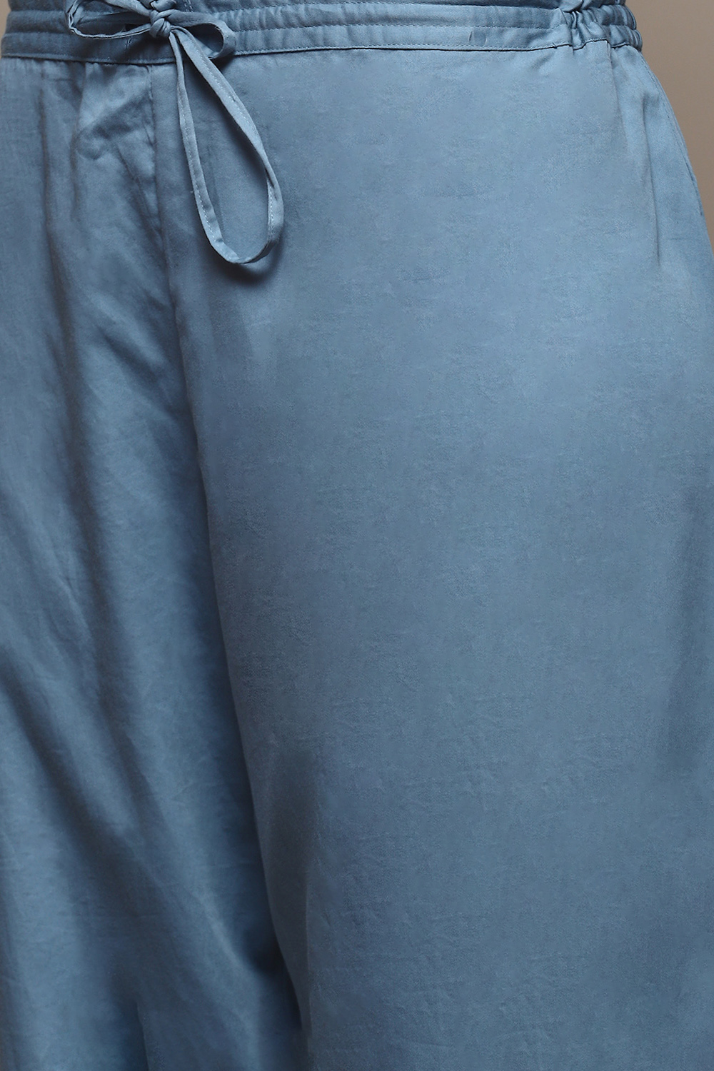 Earthy Blue Cotton Silk Straight Kurta Palazzo Suit Set image number 2