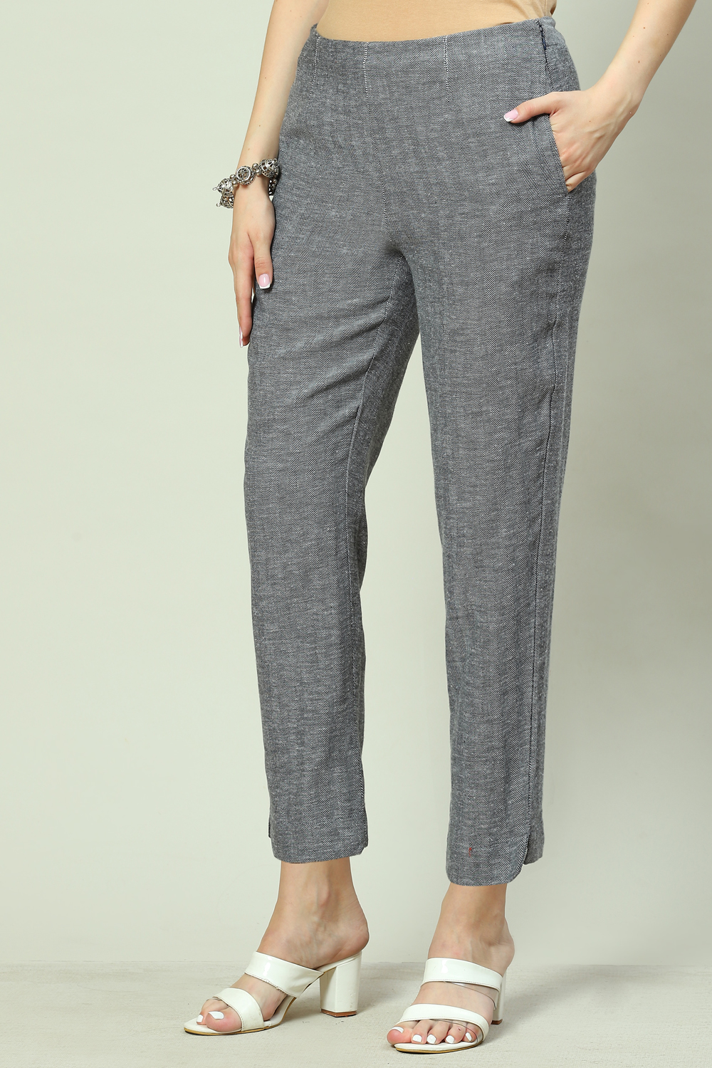 Black Cotton Pants image number 2