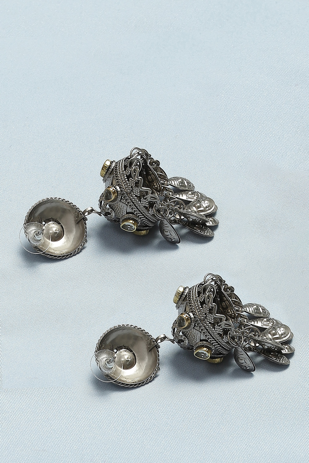 Oxidised Gold Brass Earrings image number 2