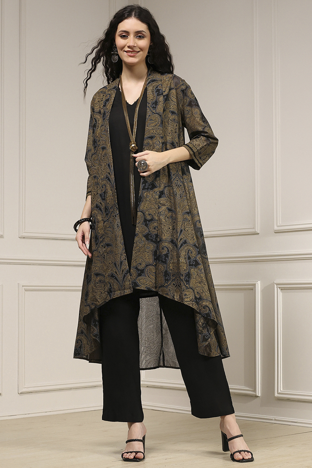 Black Viscose Rayon Straight Dyed Fusion Set image number 7