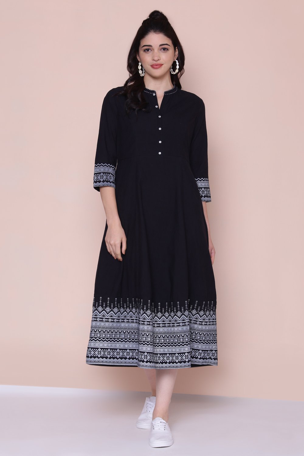 Blue Cotton A-line Dress image number 0