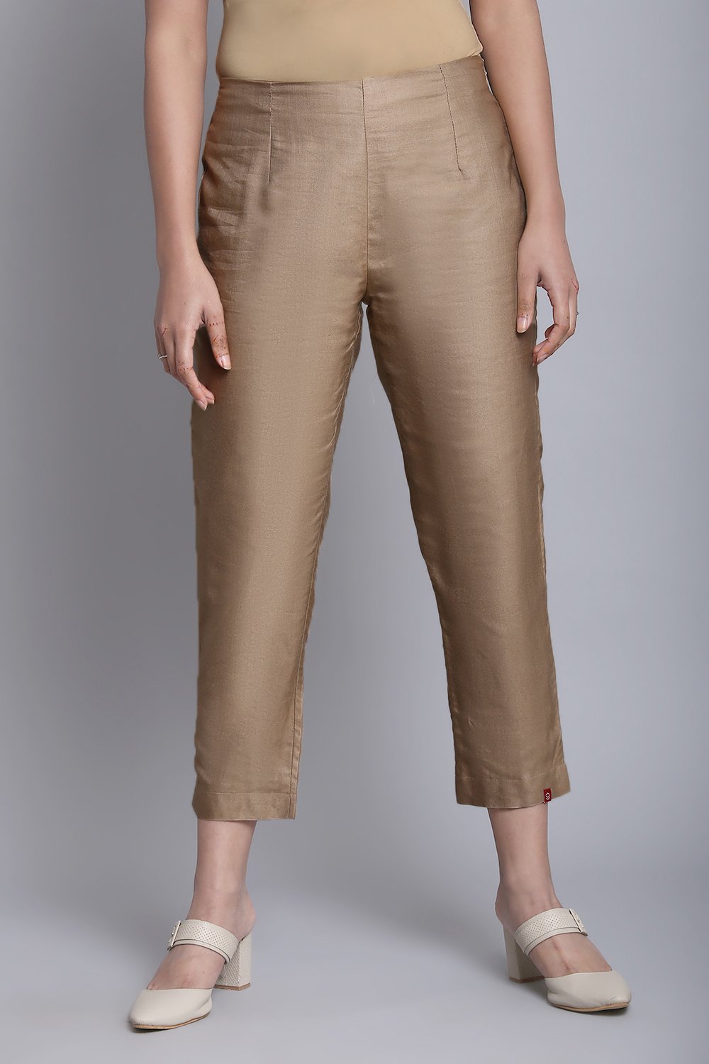 Brown Viscose Silk Pants image number 0