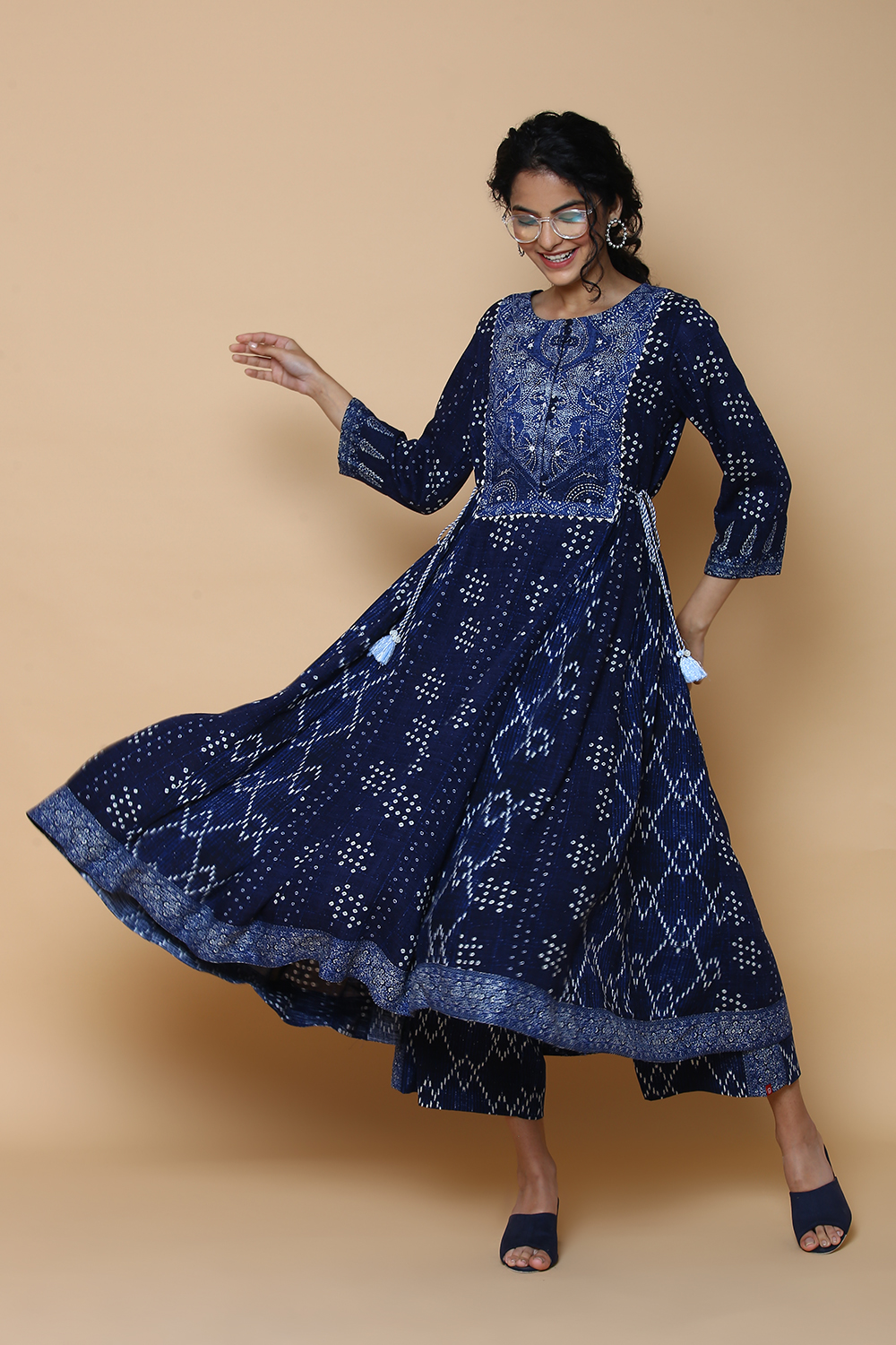 Indigo Rayon Printed Dress image number 3