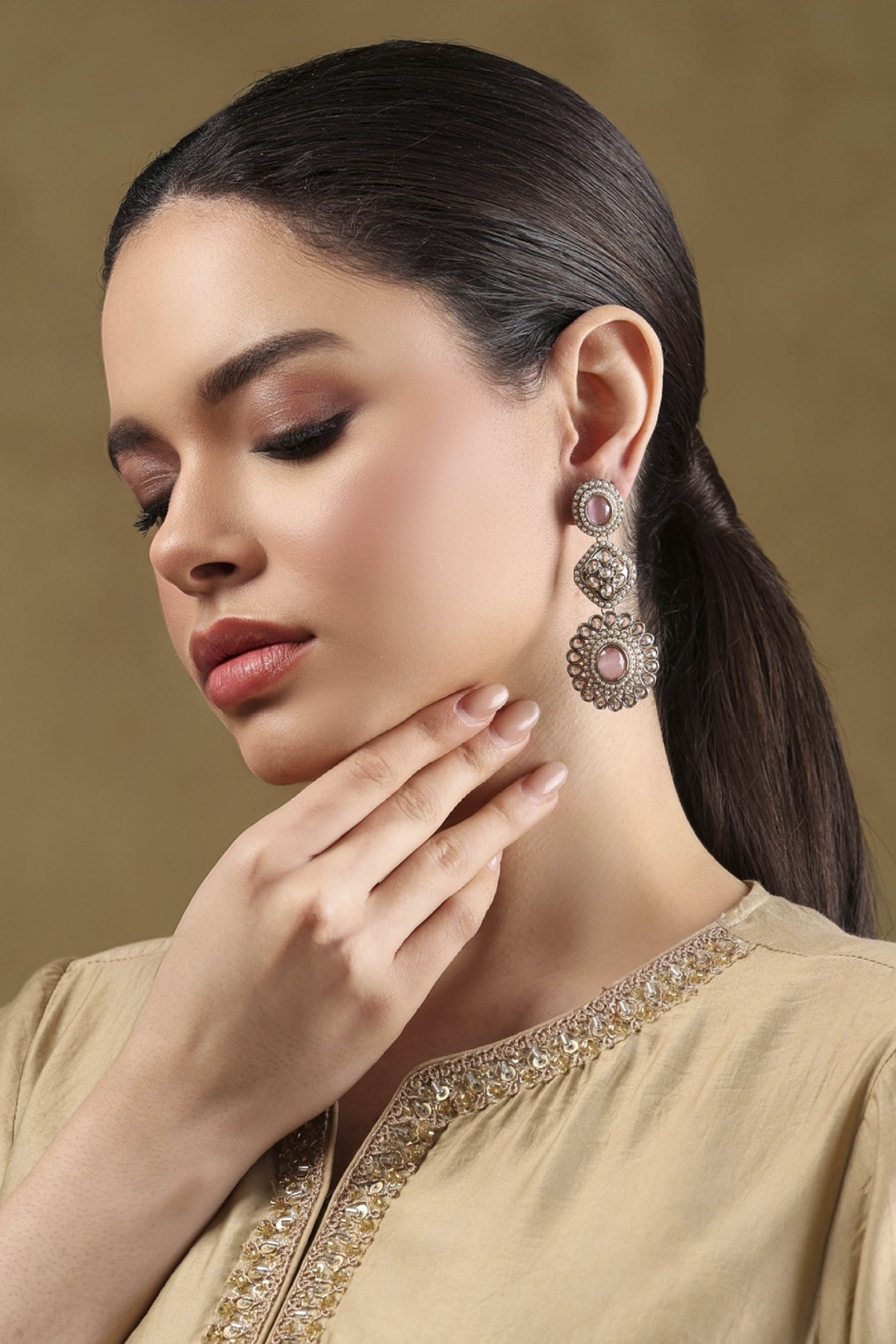 Light Pink Alloy Drop & Danglers image number 3