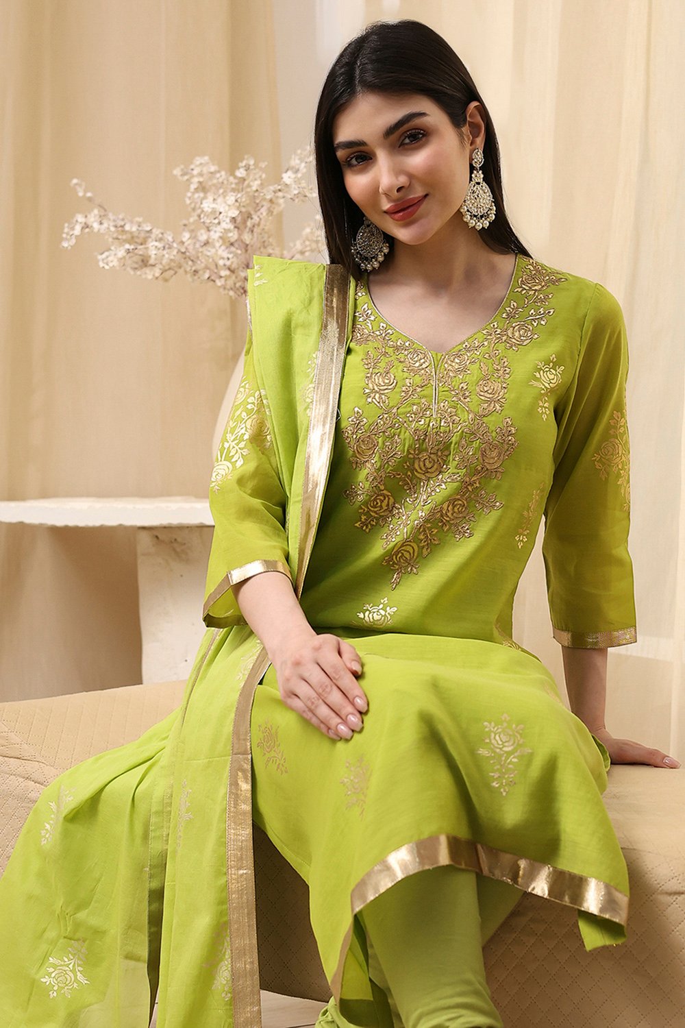 Blue Poly Chanderi Fitted Suit Set image number 0