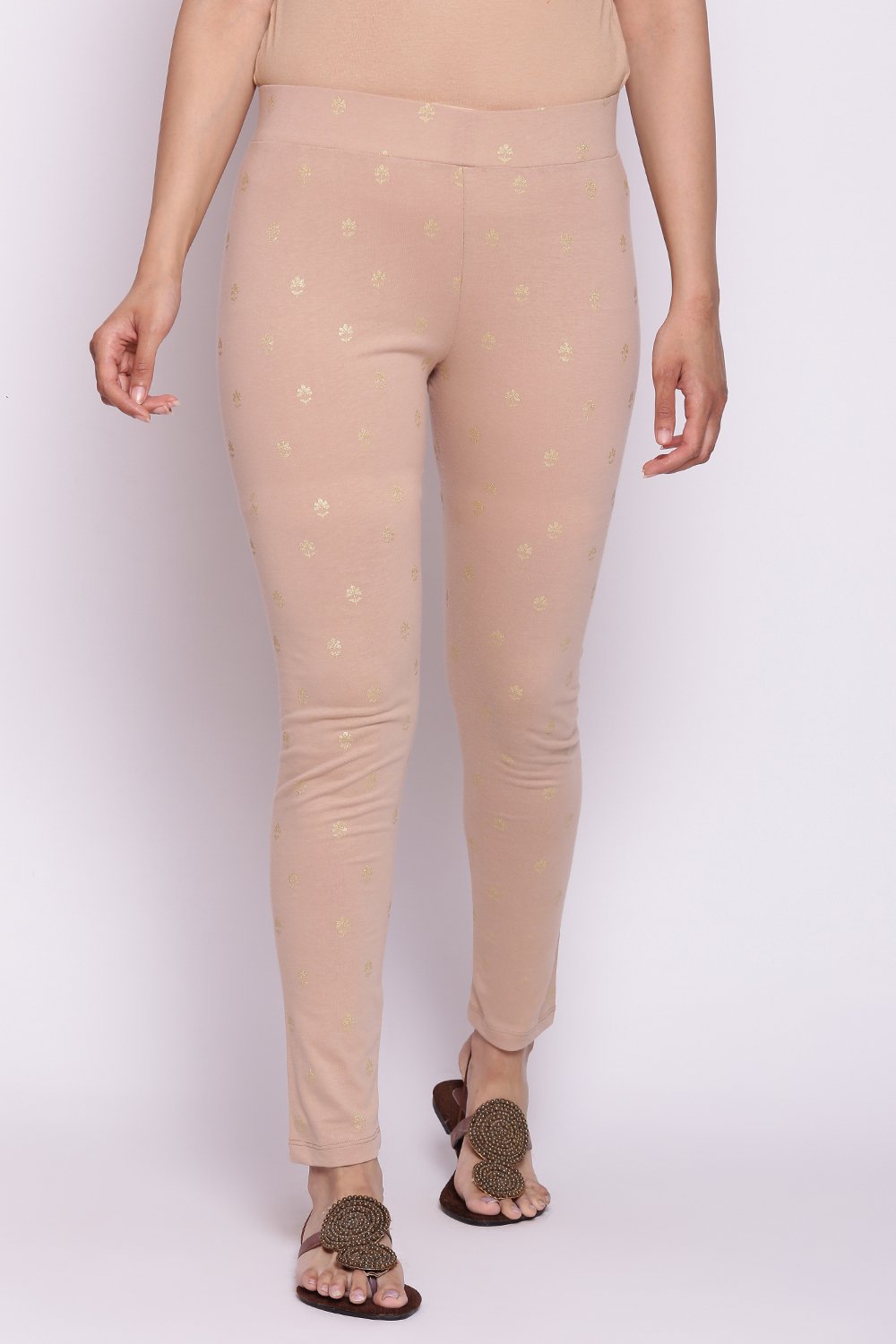 Beige Cotton Leggings image number 0