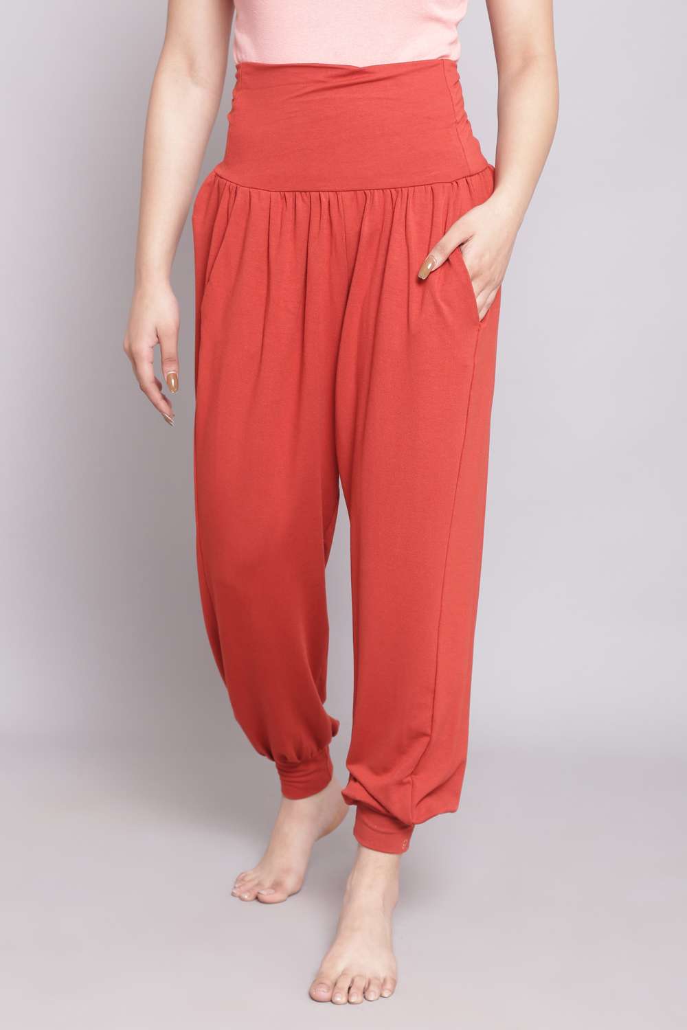 Teal Blue Viscose Blend Harem Pants image number 0