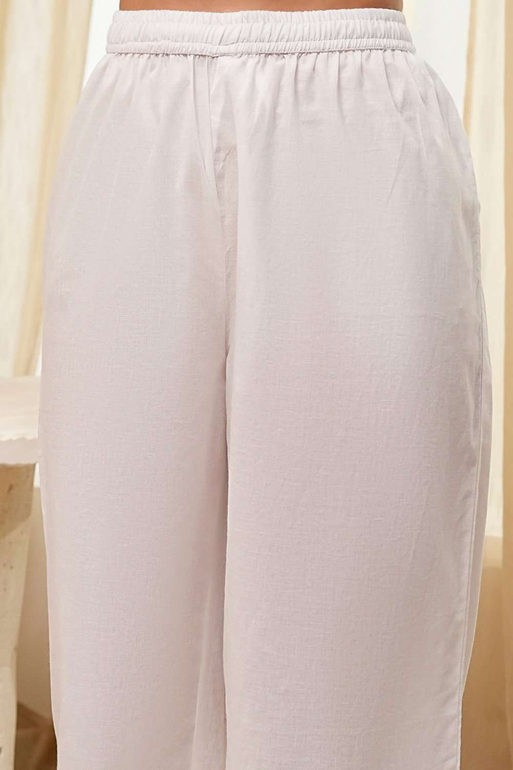 White and Red Cotton Asymmetric Suit Set image number 2