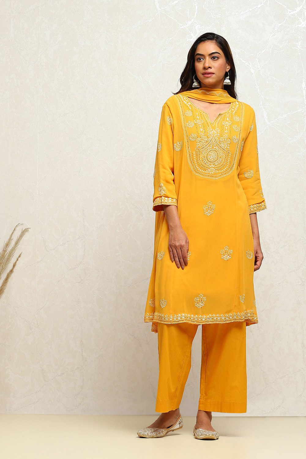 Pink Embroidered Kalidar Suit Set image number 6