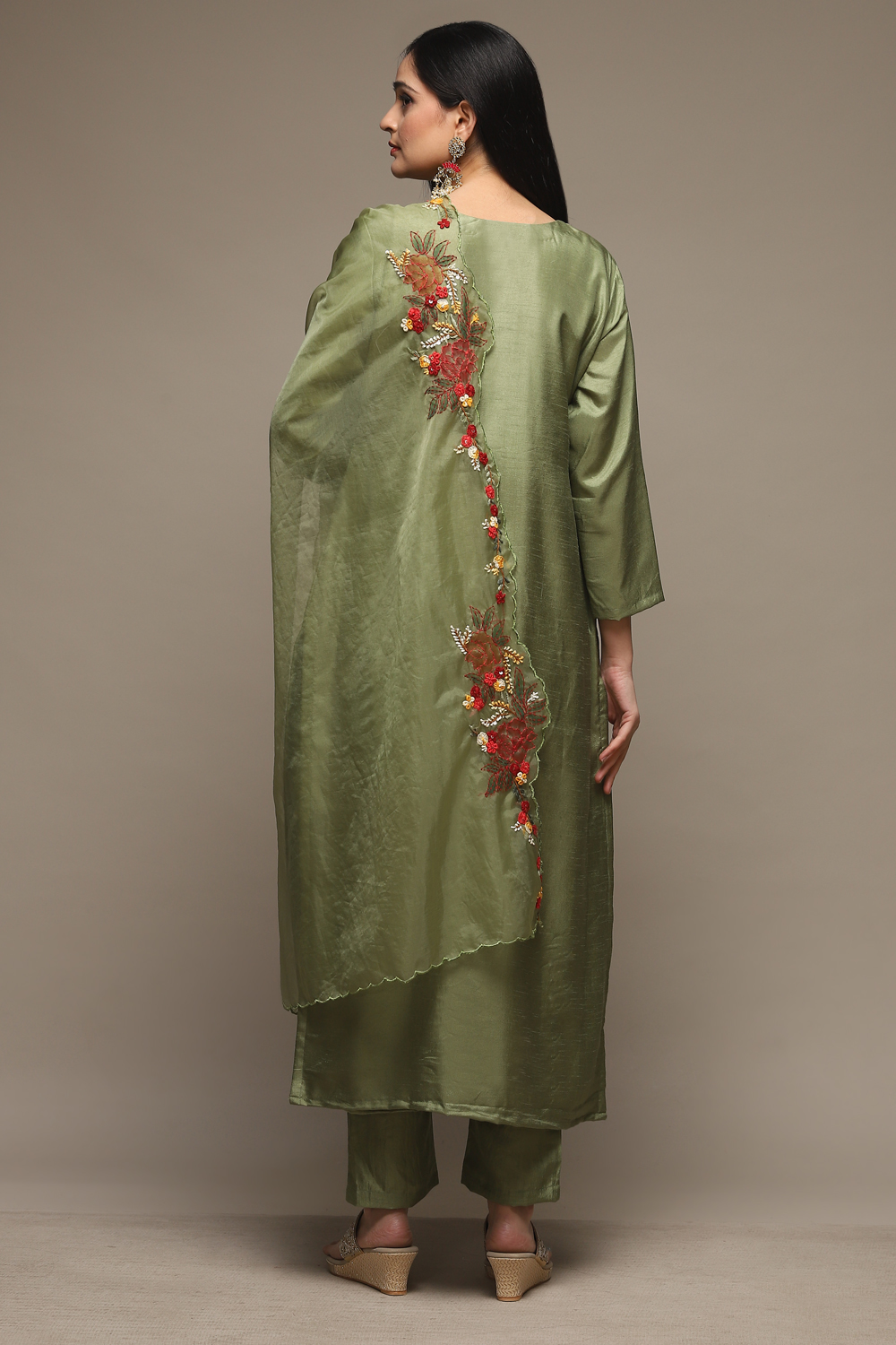 Yellow Cotton Blend Digital Print Unstitched Suit Set image number 6