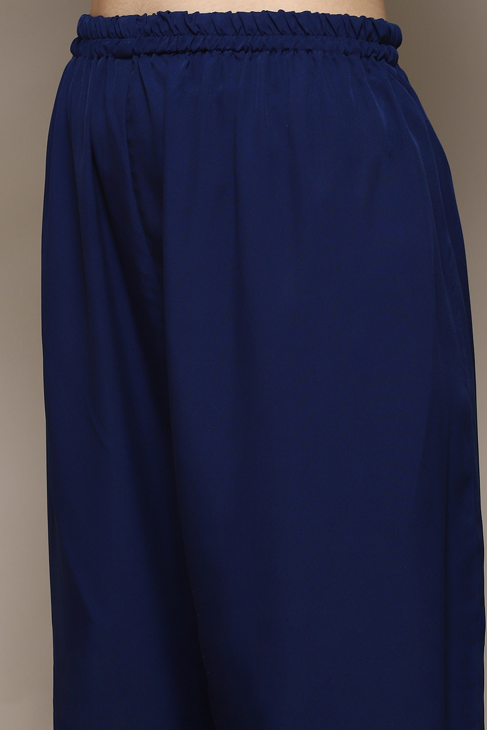 Navy Blue Cotton Blend Digital Print Unstitched Suit Set image number 3