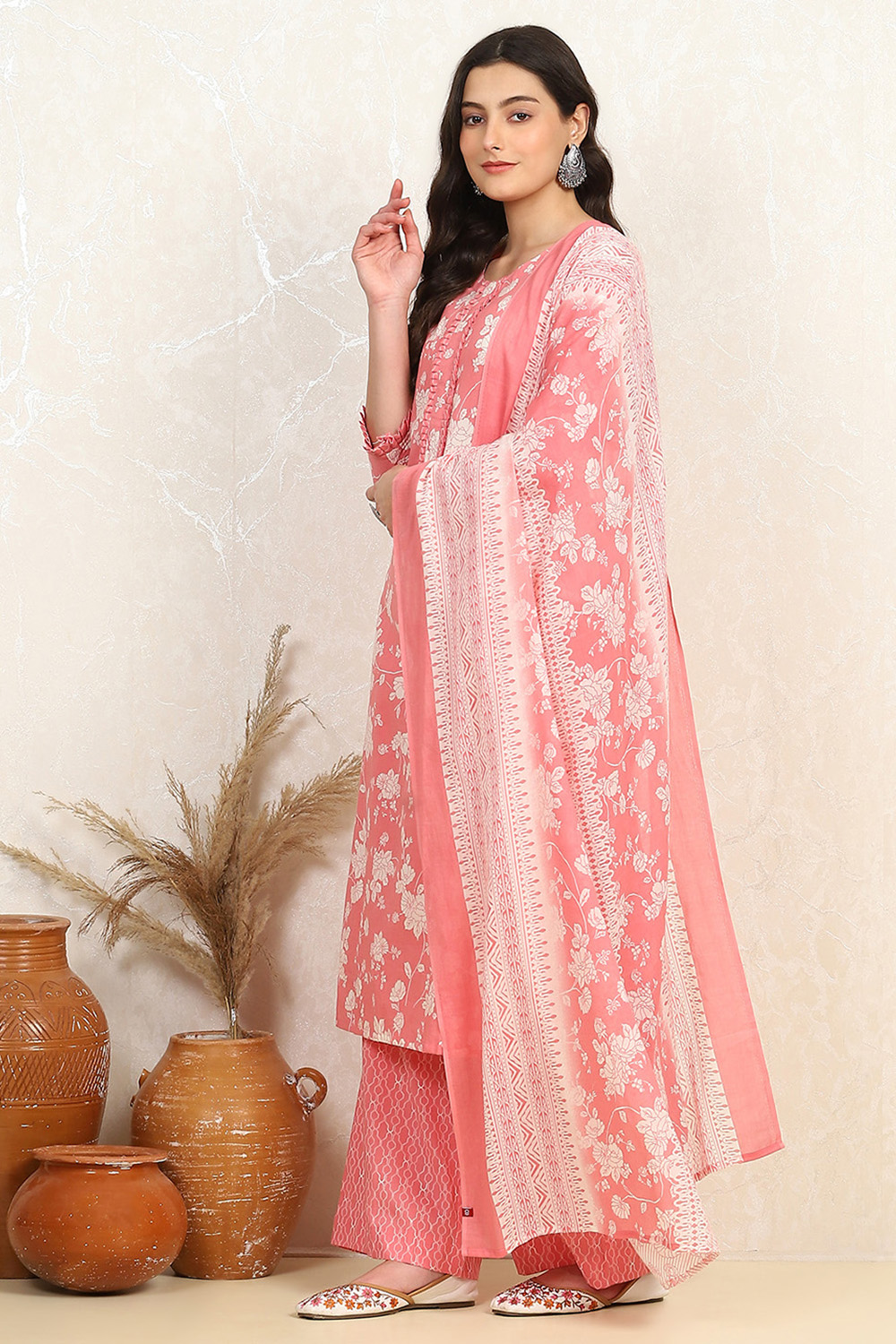 Rama Cotton Screen Print Unstitched Suit Set image number 4