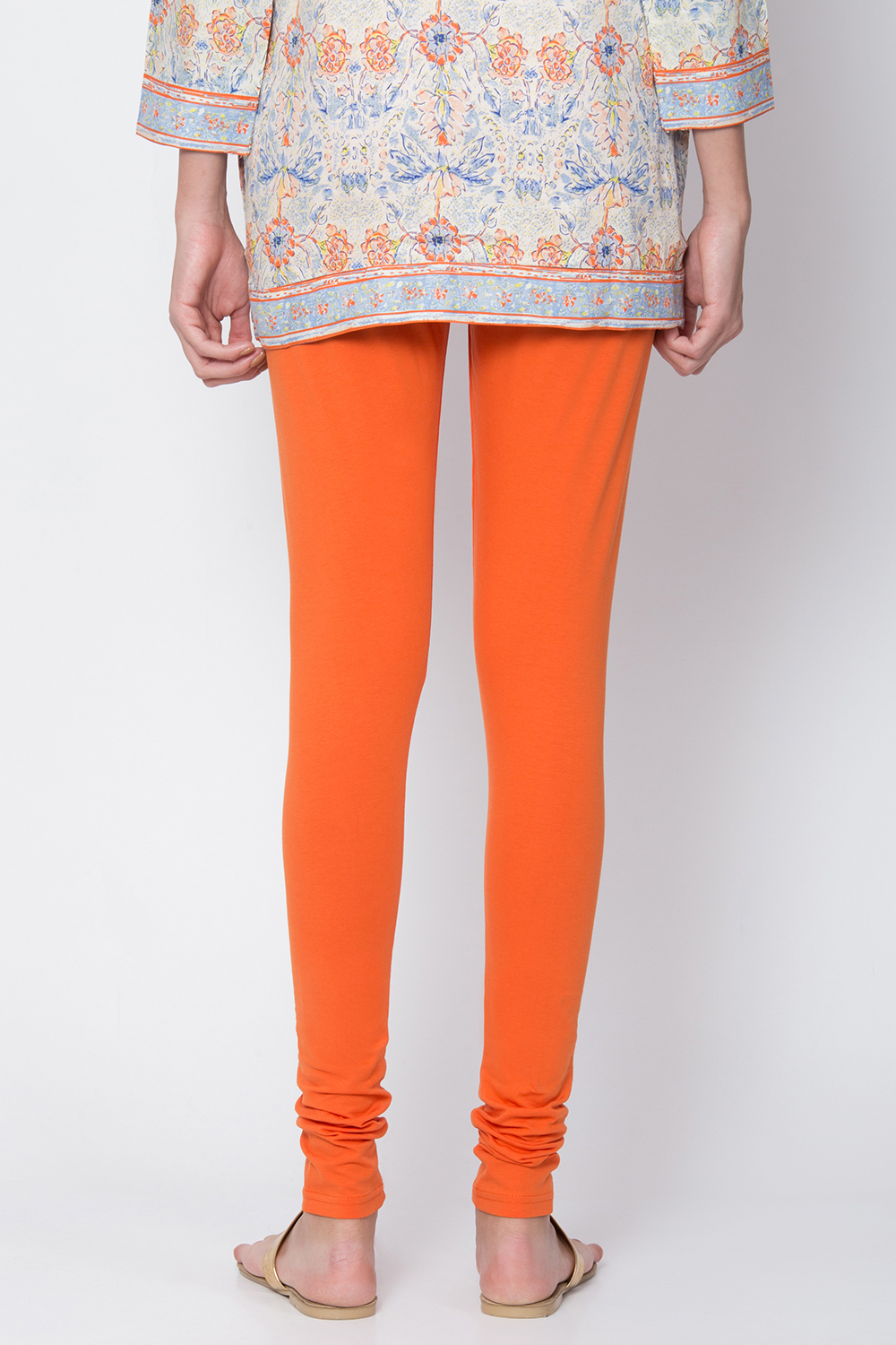 White Cotton Blend Dyed Churidar image number 3