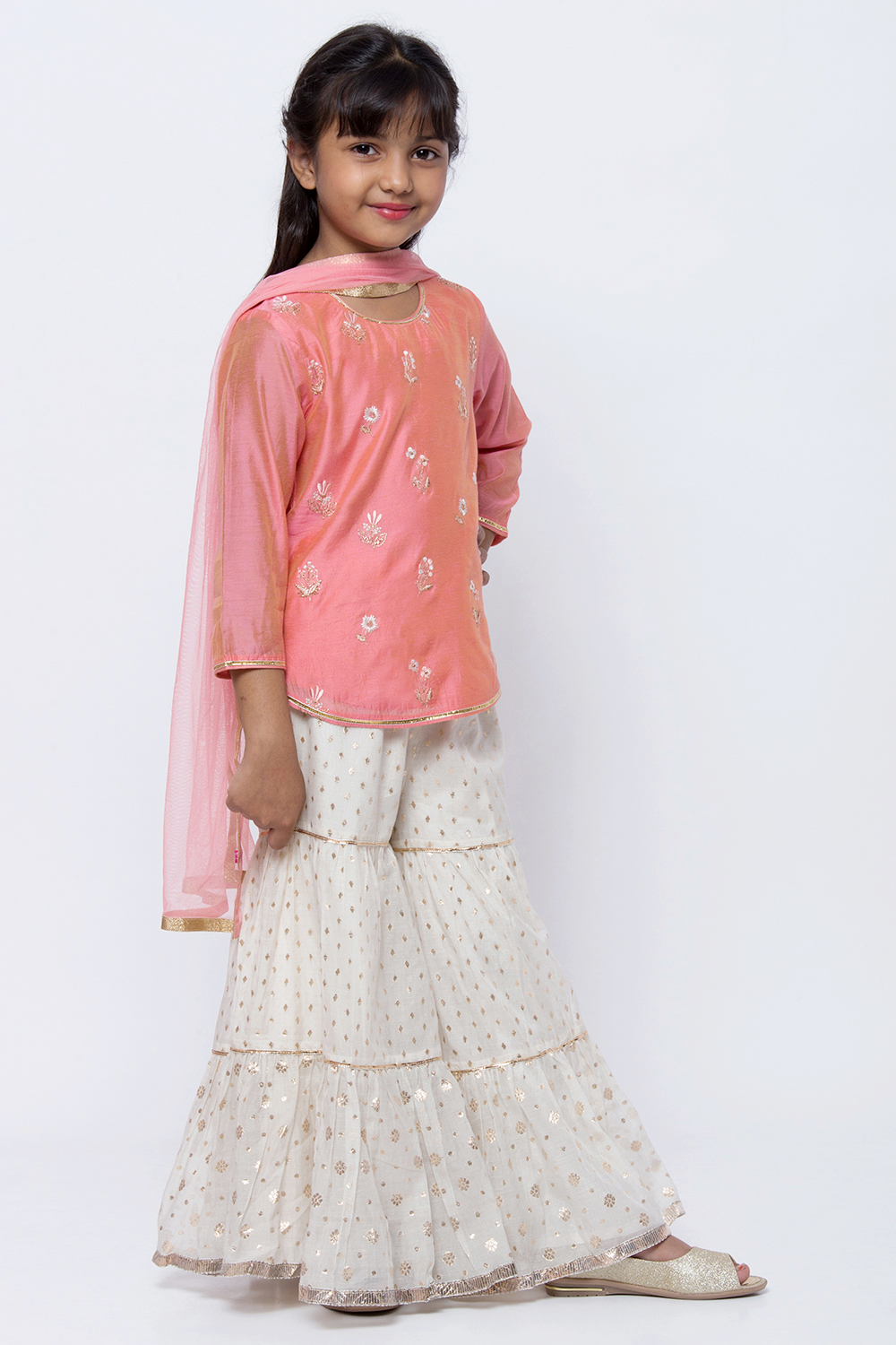 Peach Modal Sharara Kurta Sharara Suit Set image number 3