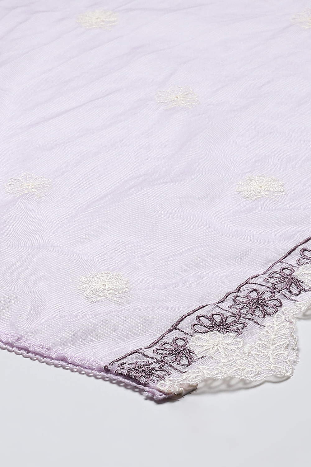 Lavendar Cotton Blend Printed Unstitched Suit Set image number 4