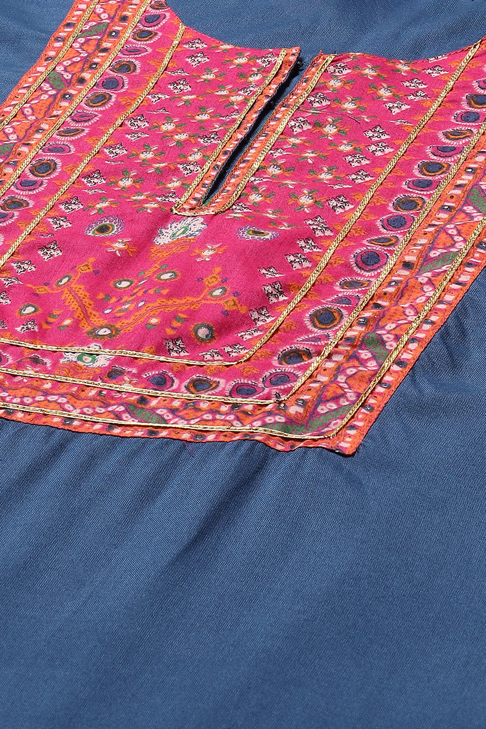 Off White & Blue Rayon Straight Kurta Palazzo Suit Set image number 1