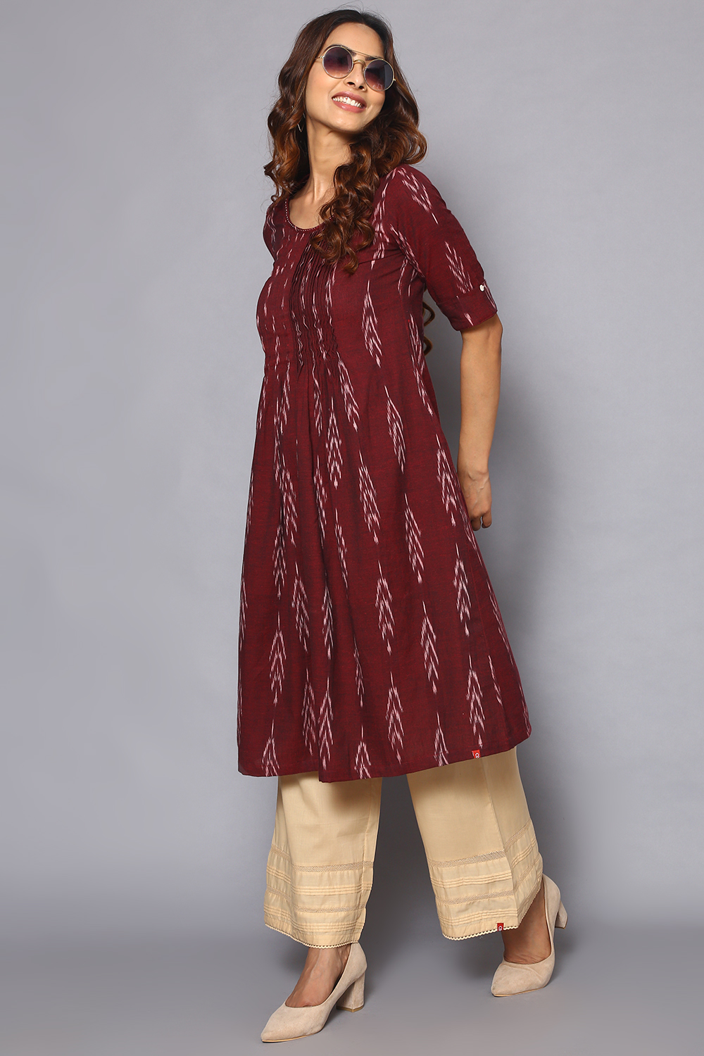 White Cotton Straight Palazzos image number 4