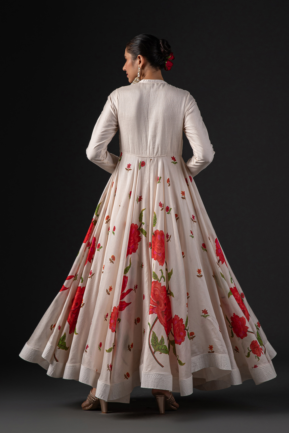 Black Cotton Silk Anarkali Printed Suit Set image number 5