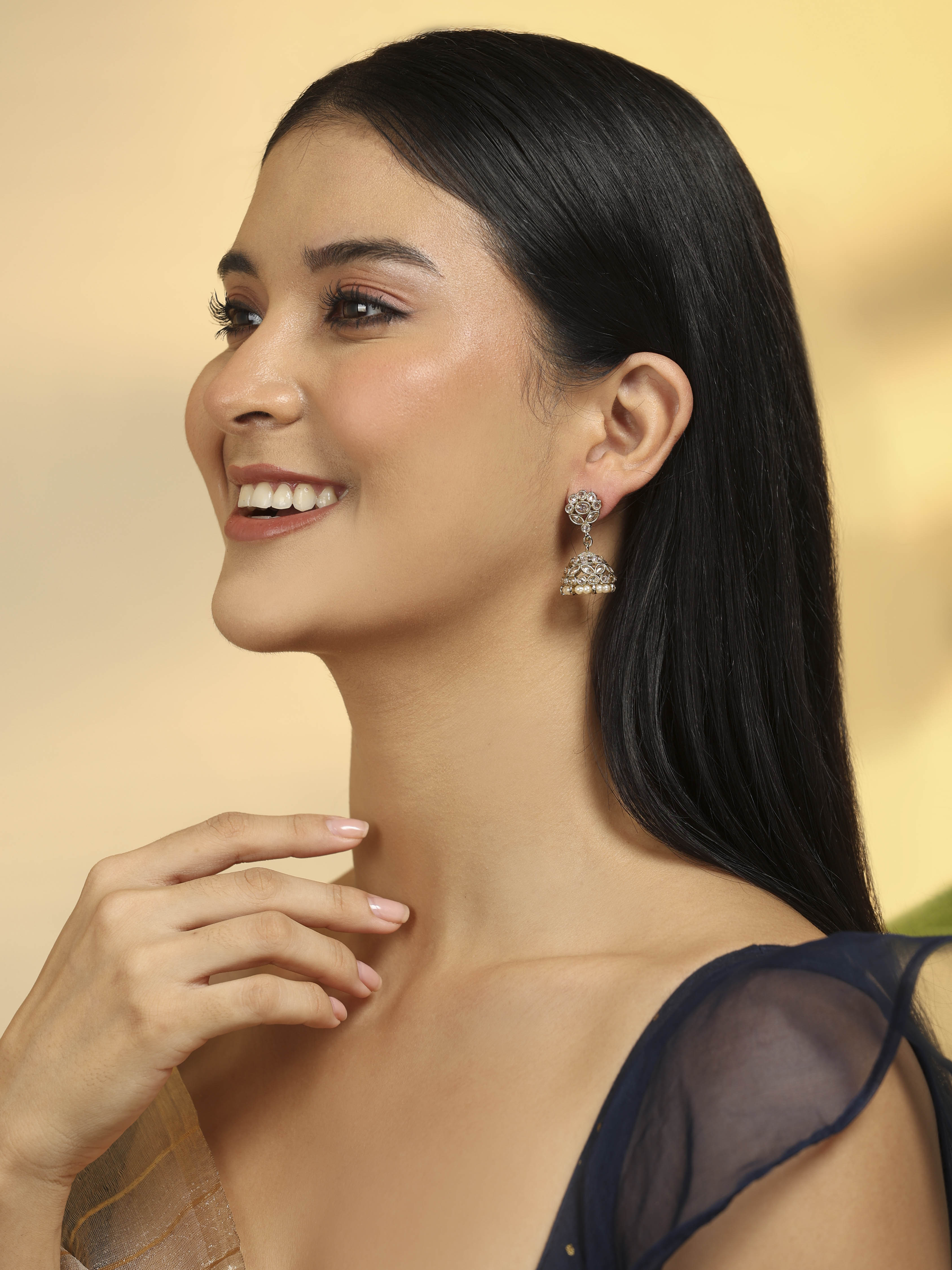 Pearl Brass Jhumka image number 3