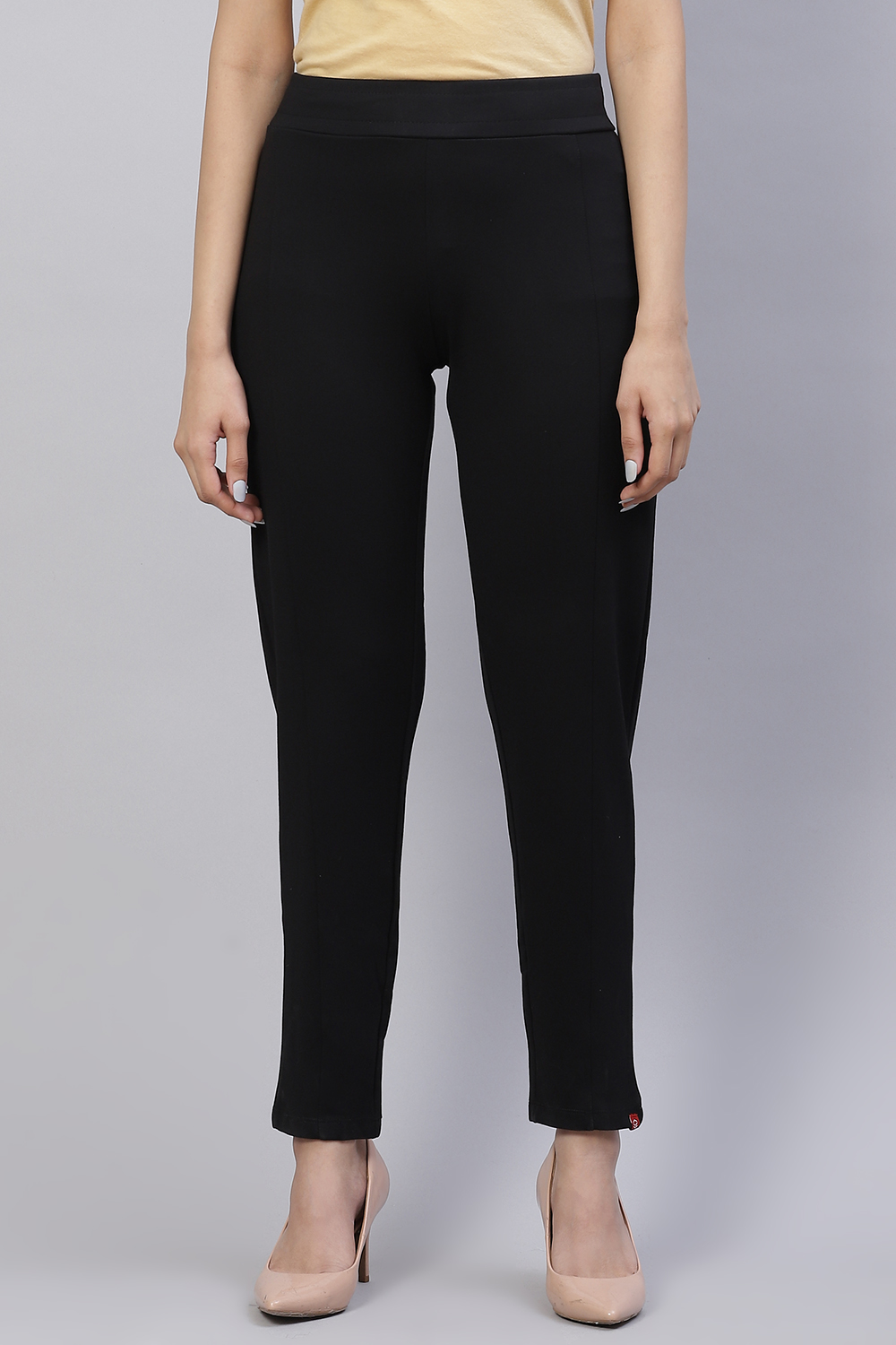 Black Straight Poly Viscose Leggings