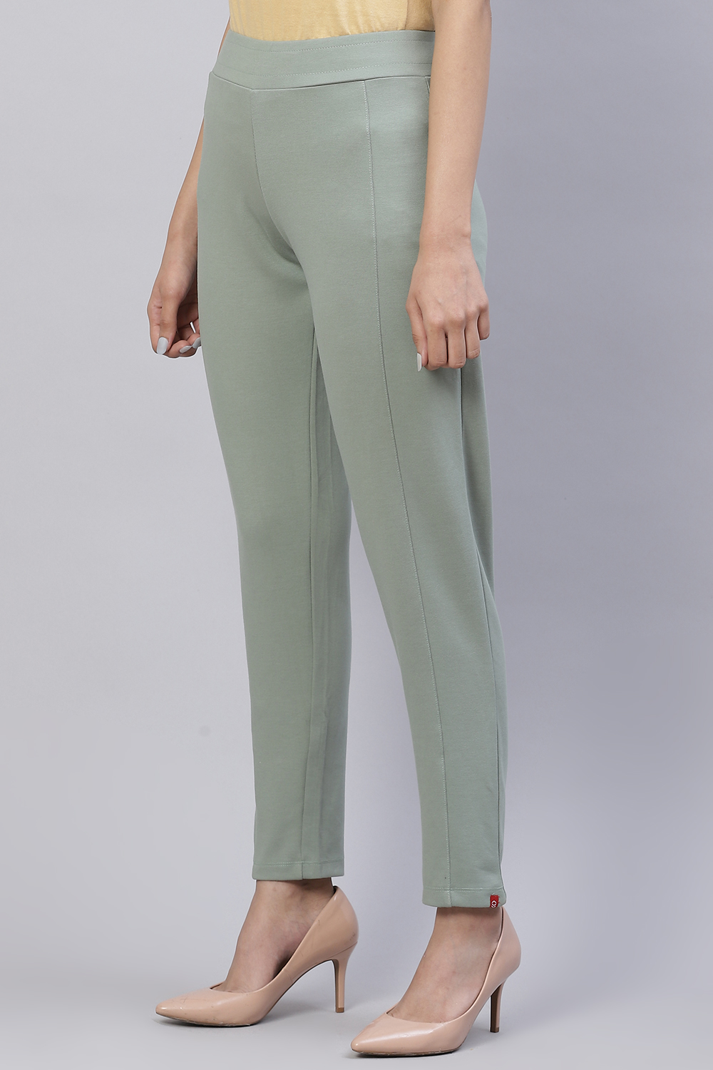 Navy Straight Poly Viscose Leggings image number 2