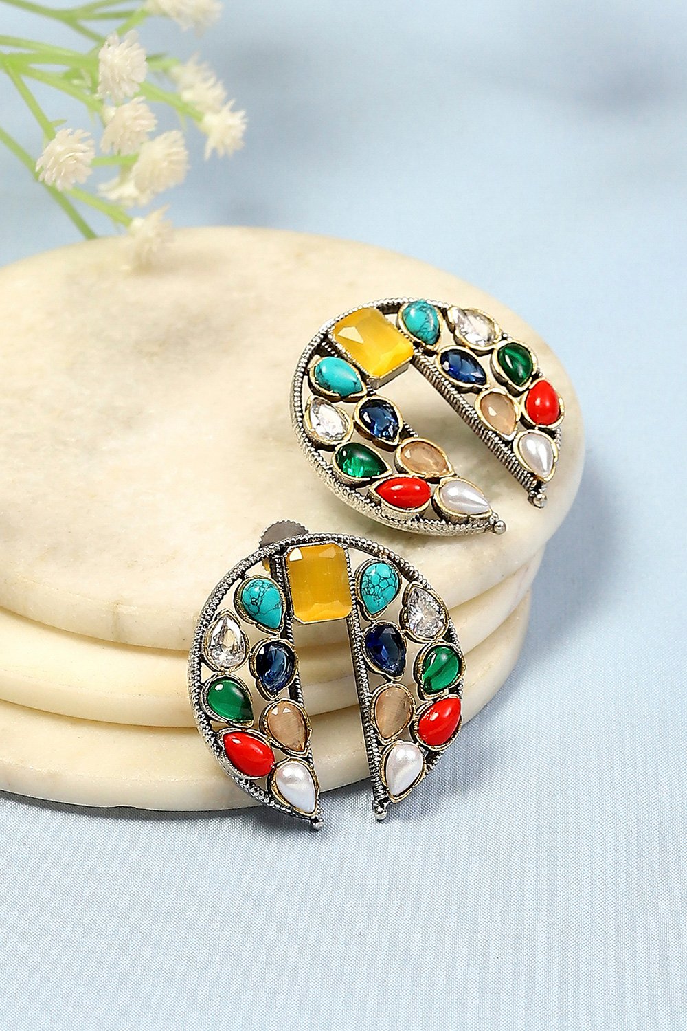 Multi-Colored Gold-Plated Studs image number 0