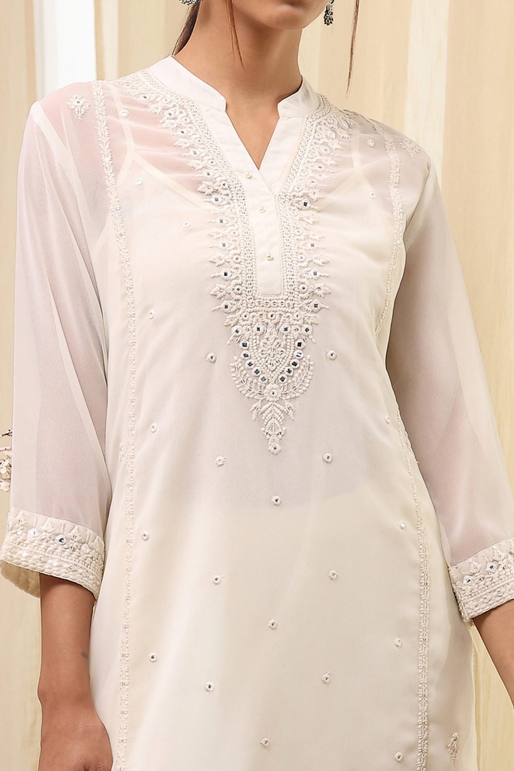 Off White A-Line Kurta image number 1